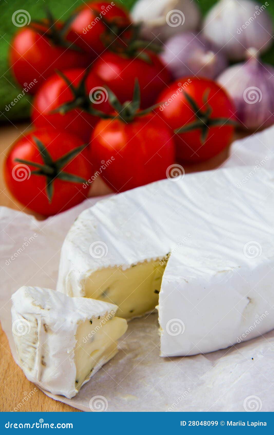 Brie Cheese with Cherry Tomatoes Stock Image Image of calorie