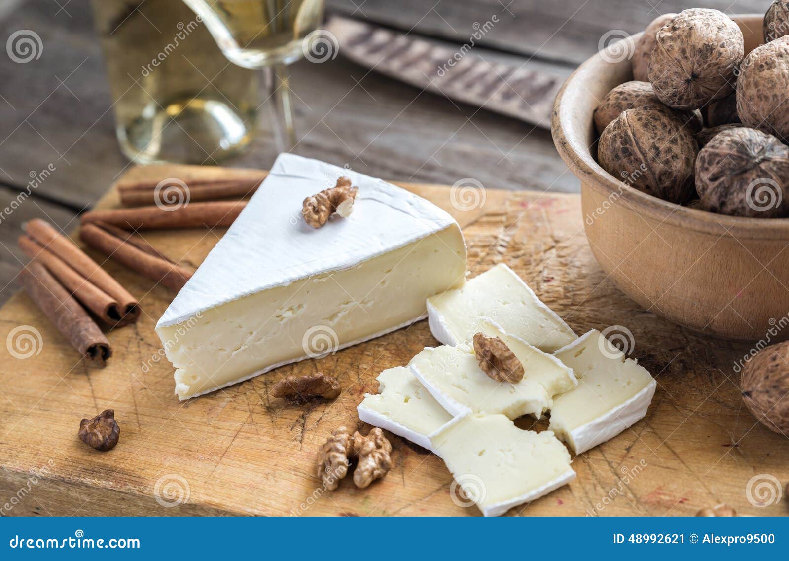 Brie cheese with nuts stock image. Image of brown, gourmet 48992621