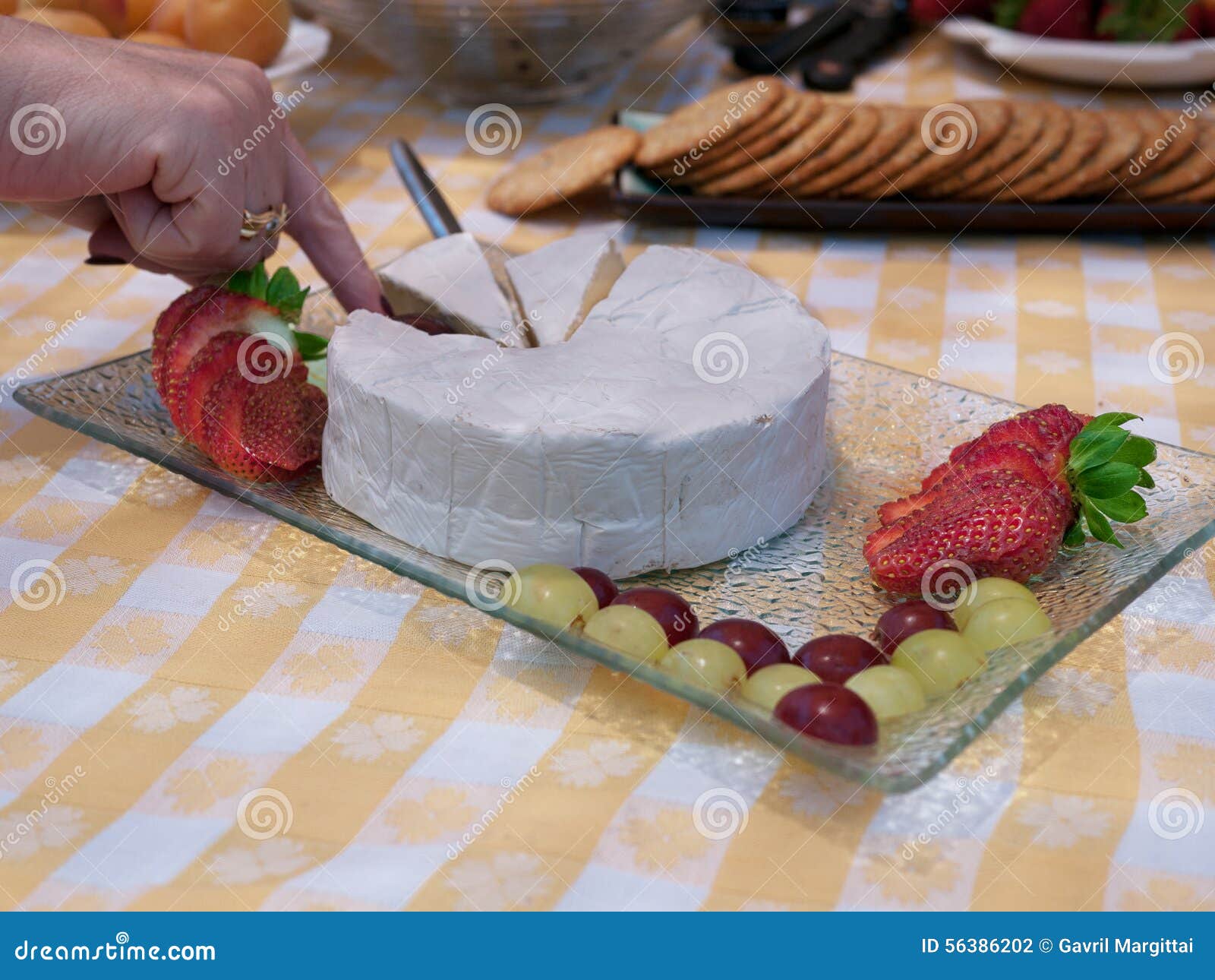 Brie Cheese Plate with Strawberry and Grapes Stock Photo Image of