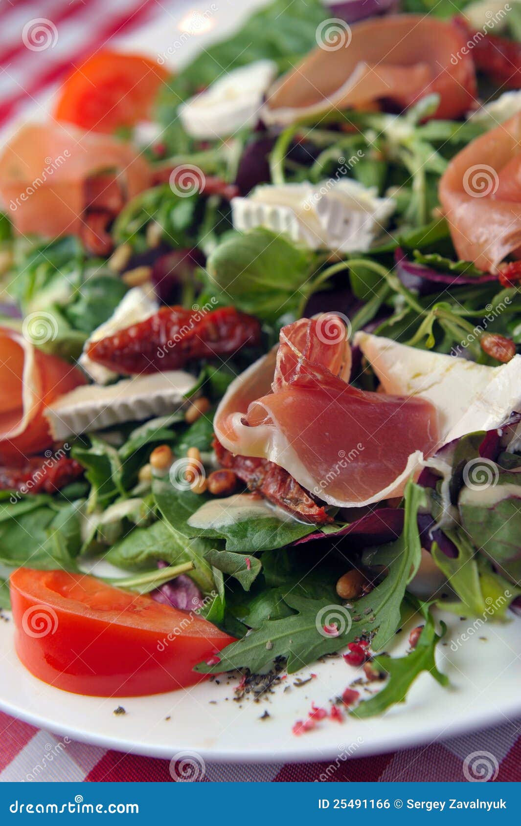 Brie cheese salad with ham stock photo. Image of white 25491166