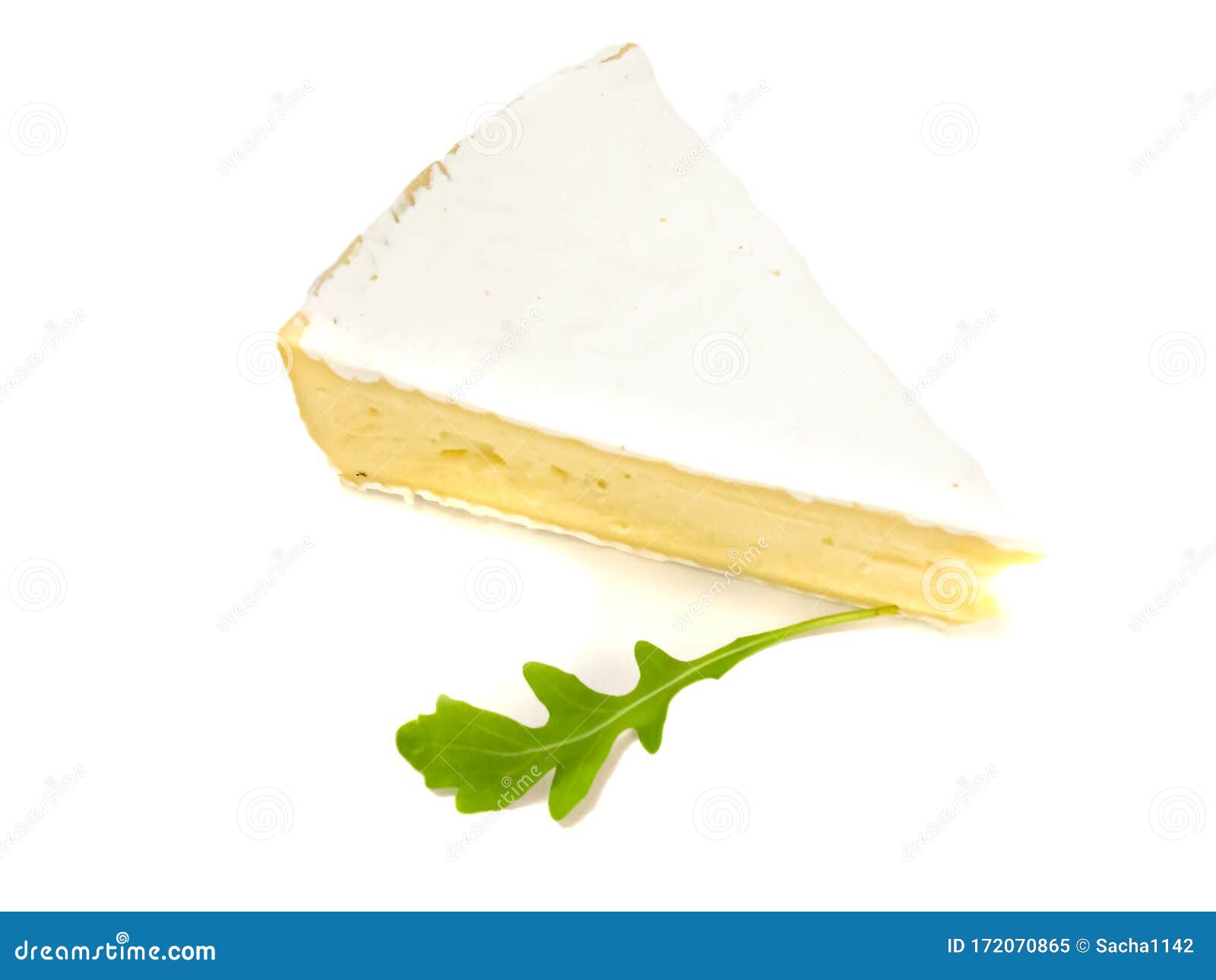 Brie Type of Cheese. Fresh Brie Cheese and with Green Leavesrucola