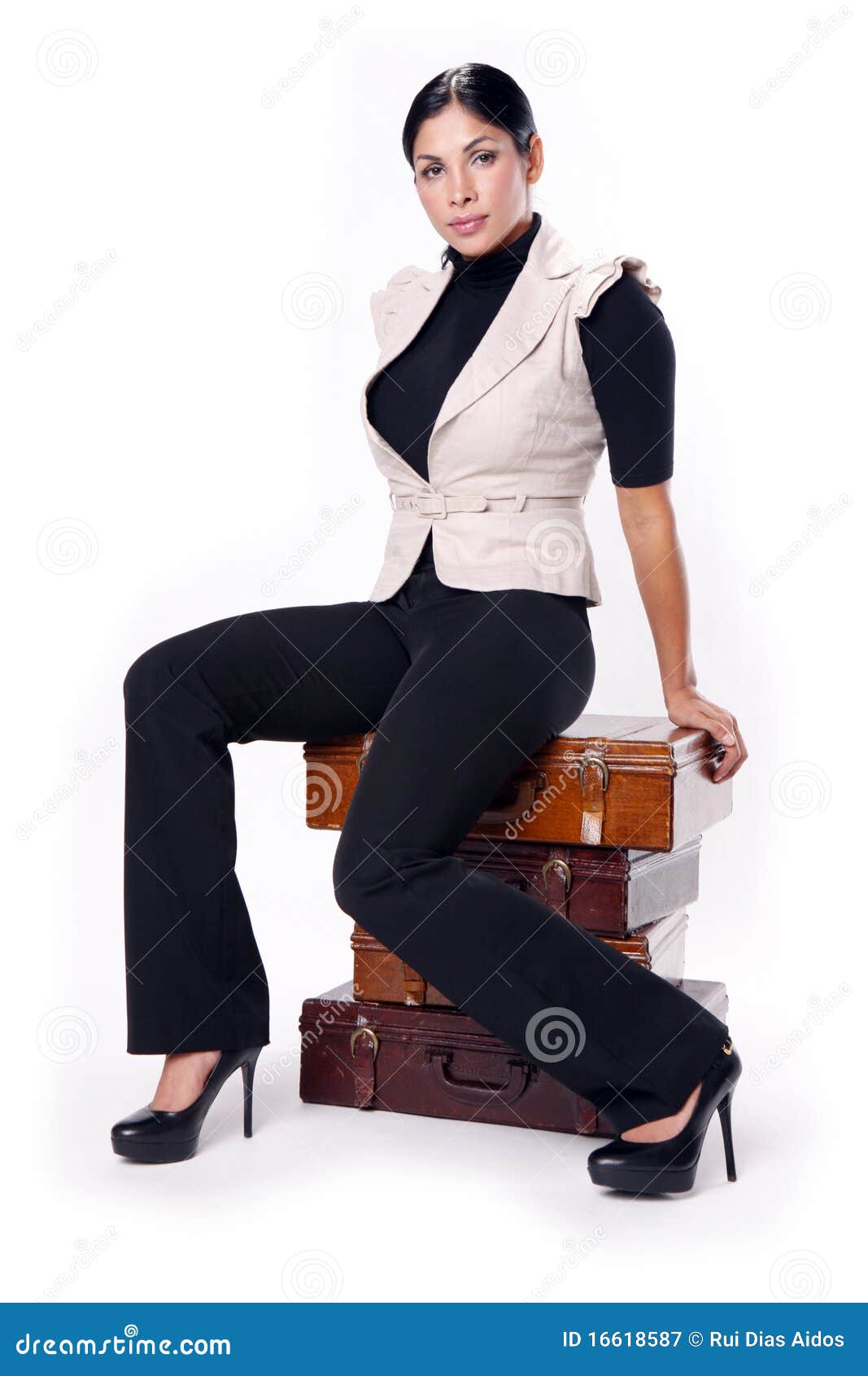 Briefcase brunette stock image. Image of adult, await - 16618587