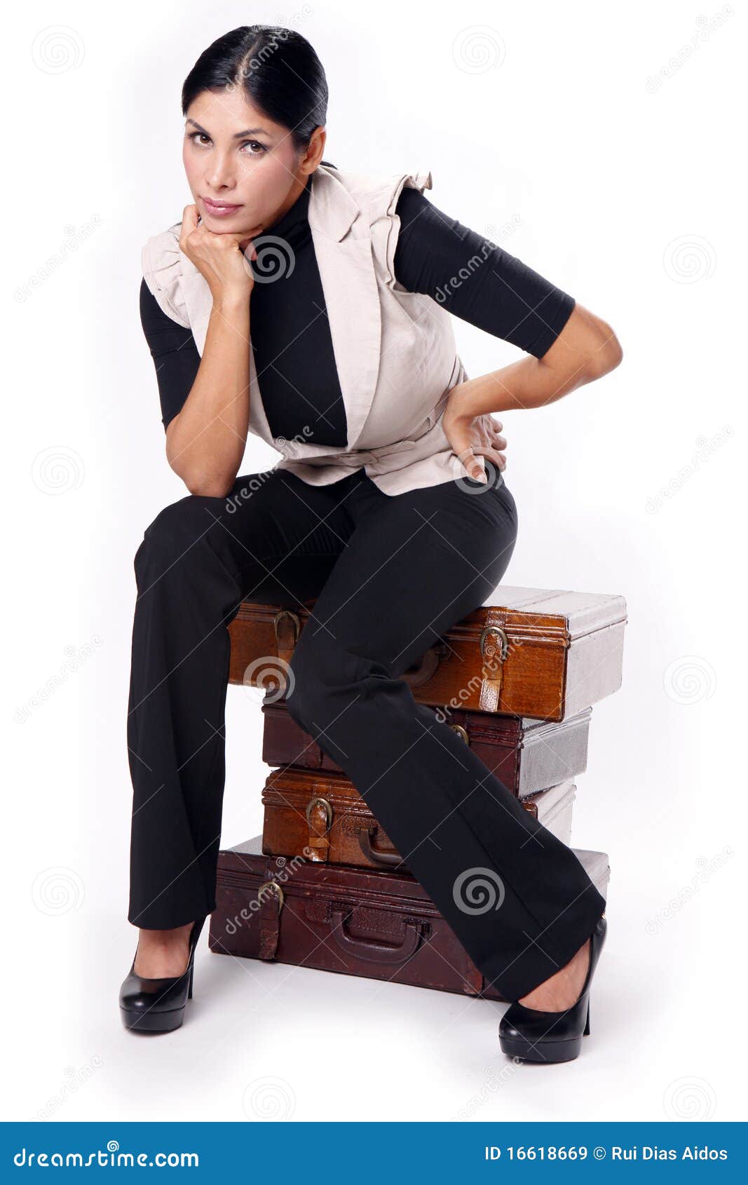 Briefcase brunette stock image. Image of isolated, people - 16618669