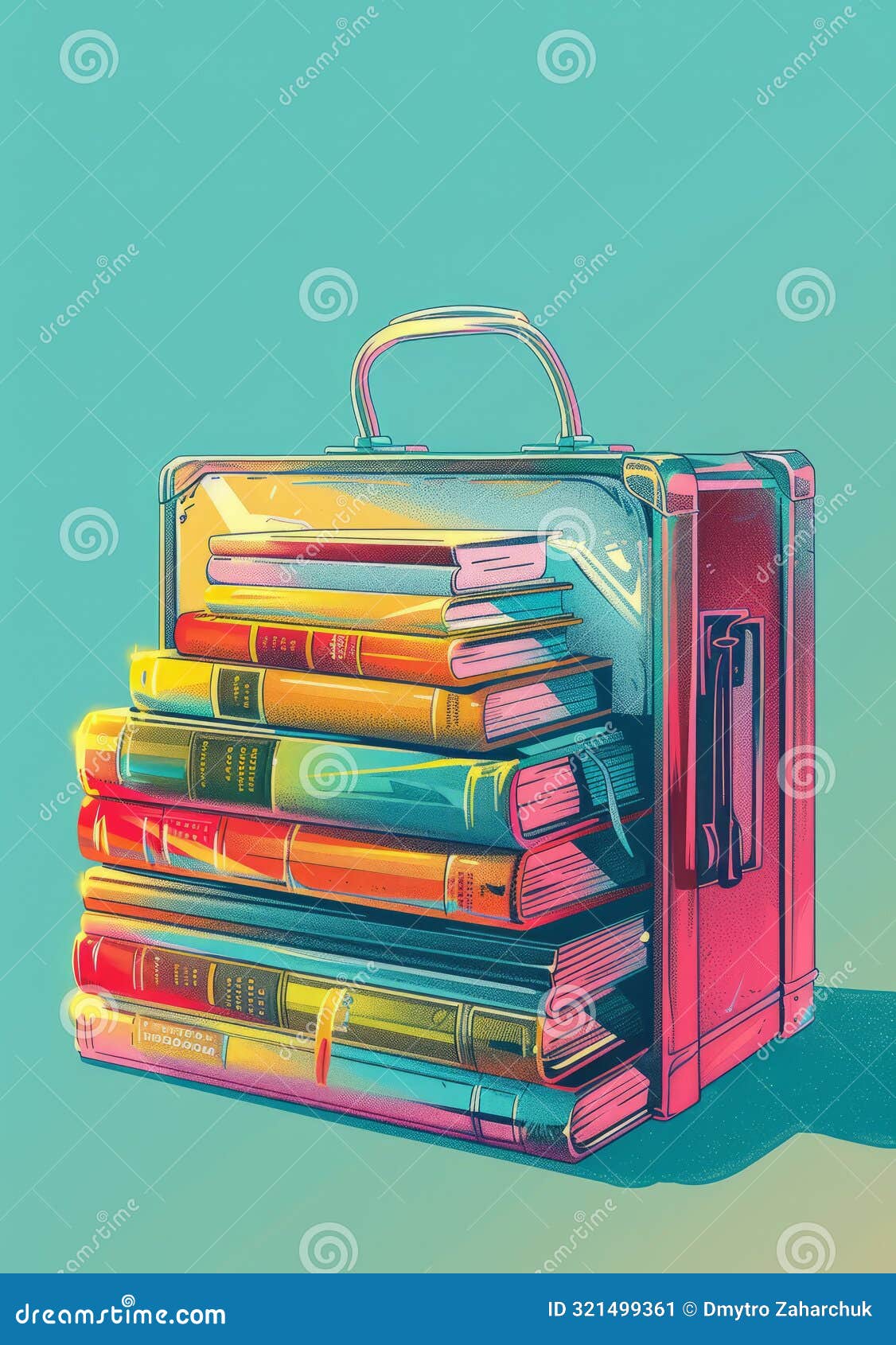 briefcase filled with language books and dictionaries, representing the importance of language learning.