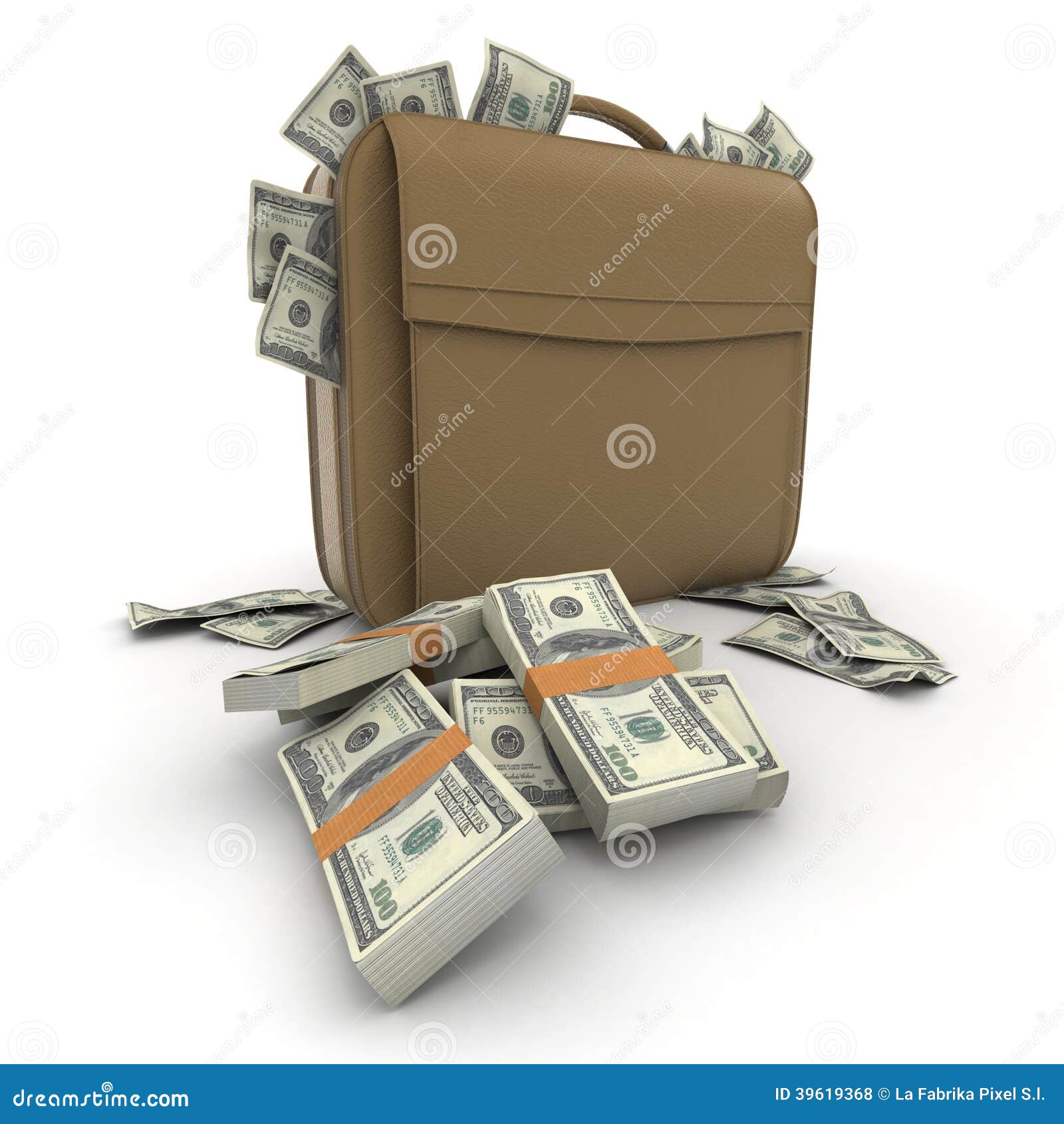 Briefcase with Lots of Cash, Dollar Stock Illustration Illustration