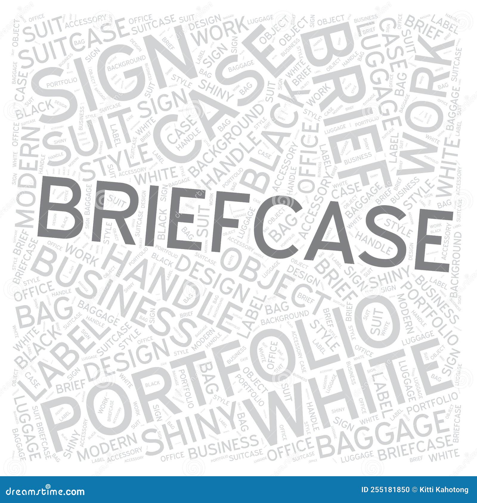 Briefcase Word Cloud Art Detailed Vector Stock Illustration