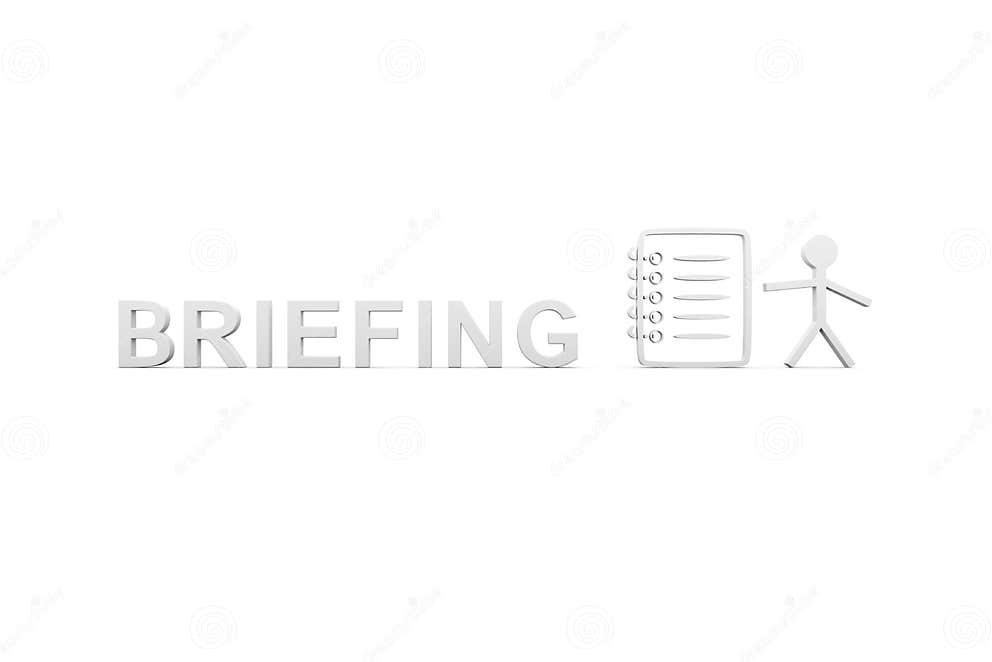 BRIEFING Concept White Background 3d Stock Illustration Illustration