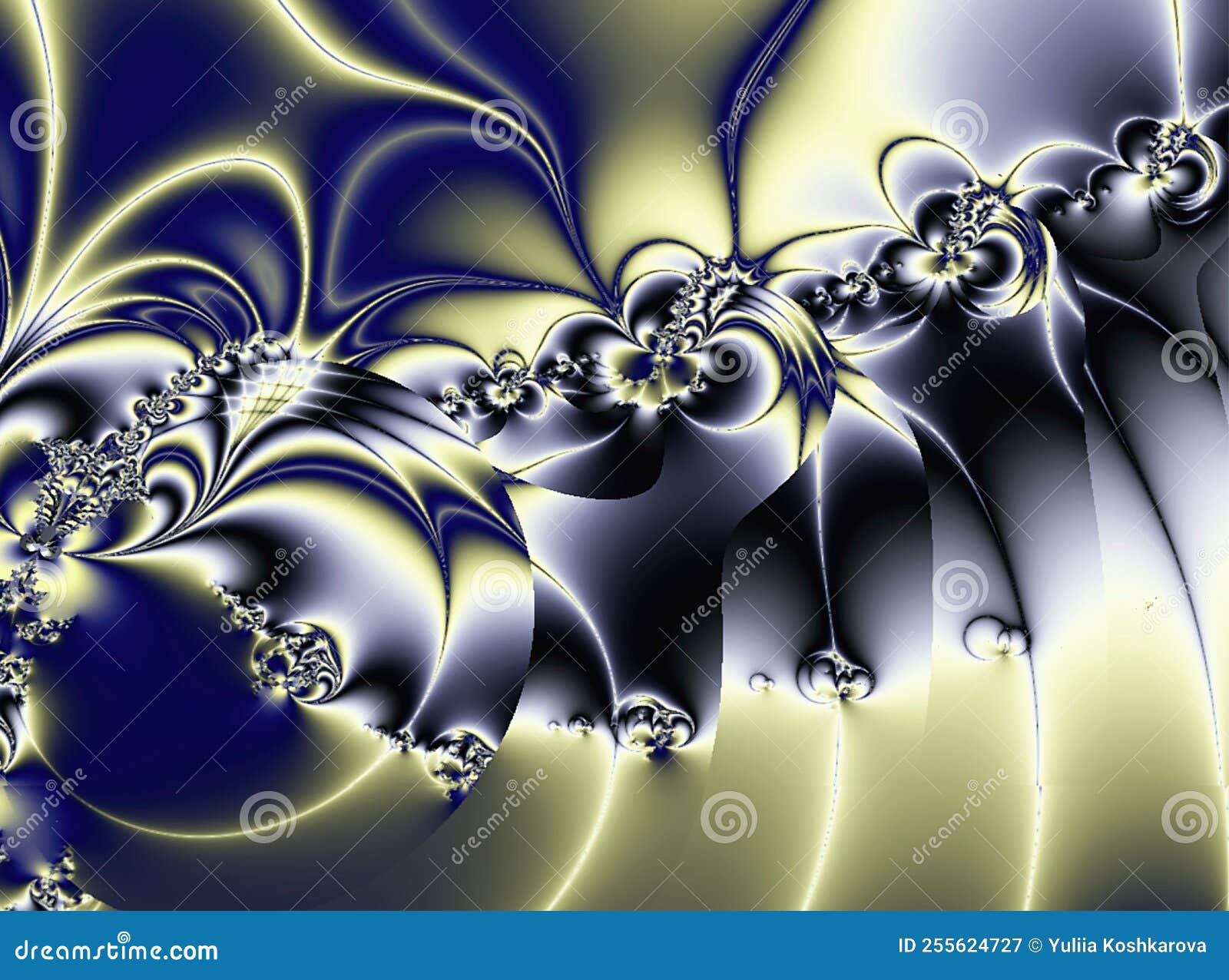 Bright Abstract Blueyellow Pattern from Lines of Weaves and Flowers