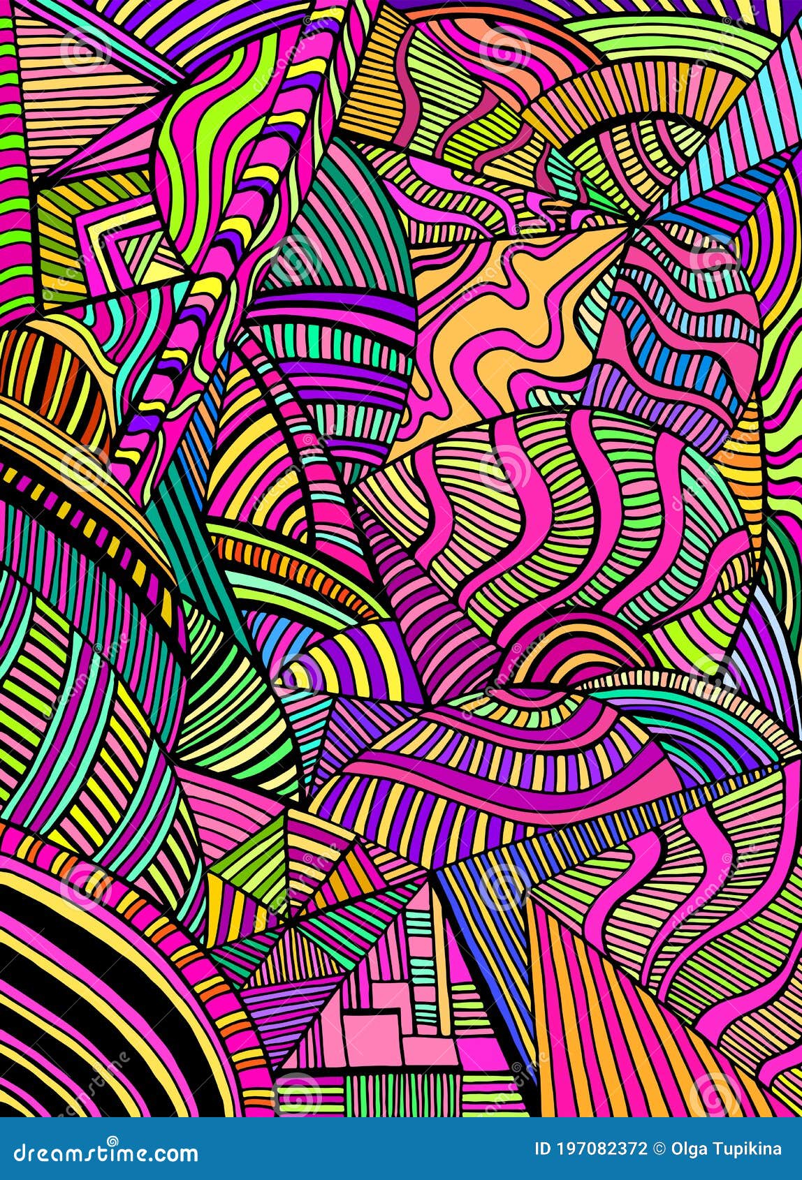 Bright Abstract Geometric Shapes from Triangles, Ellipses with Many