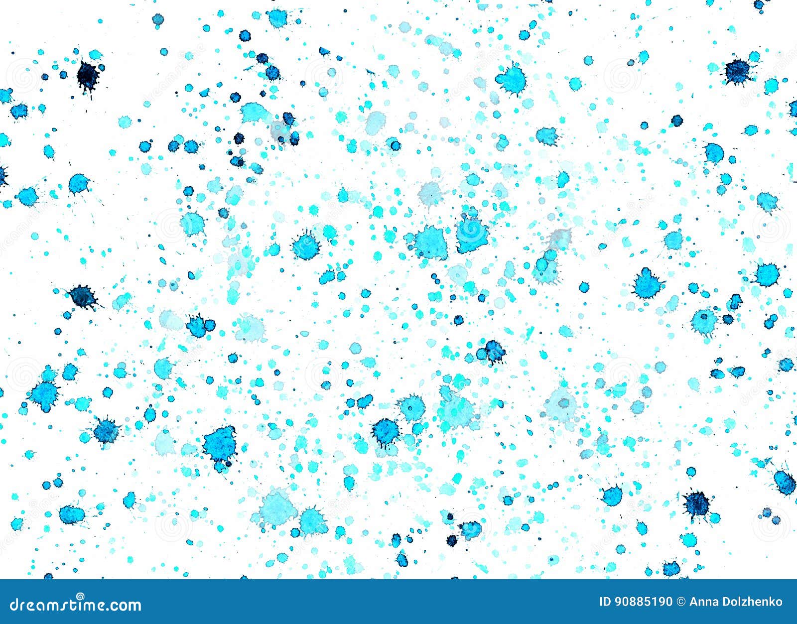 Bright Abstract Light Blue Splashes and Drops of Watercolor Stock ...