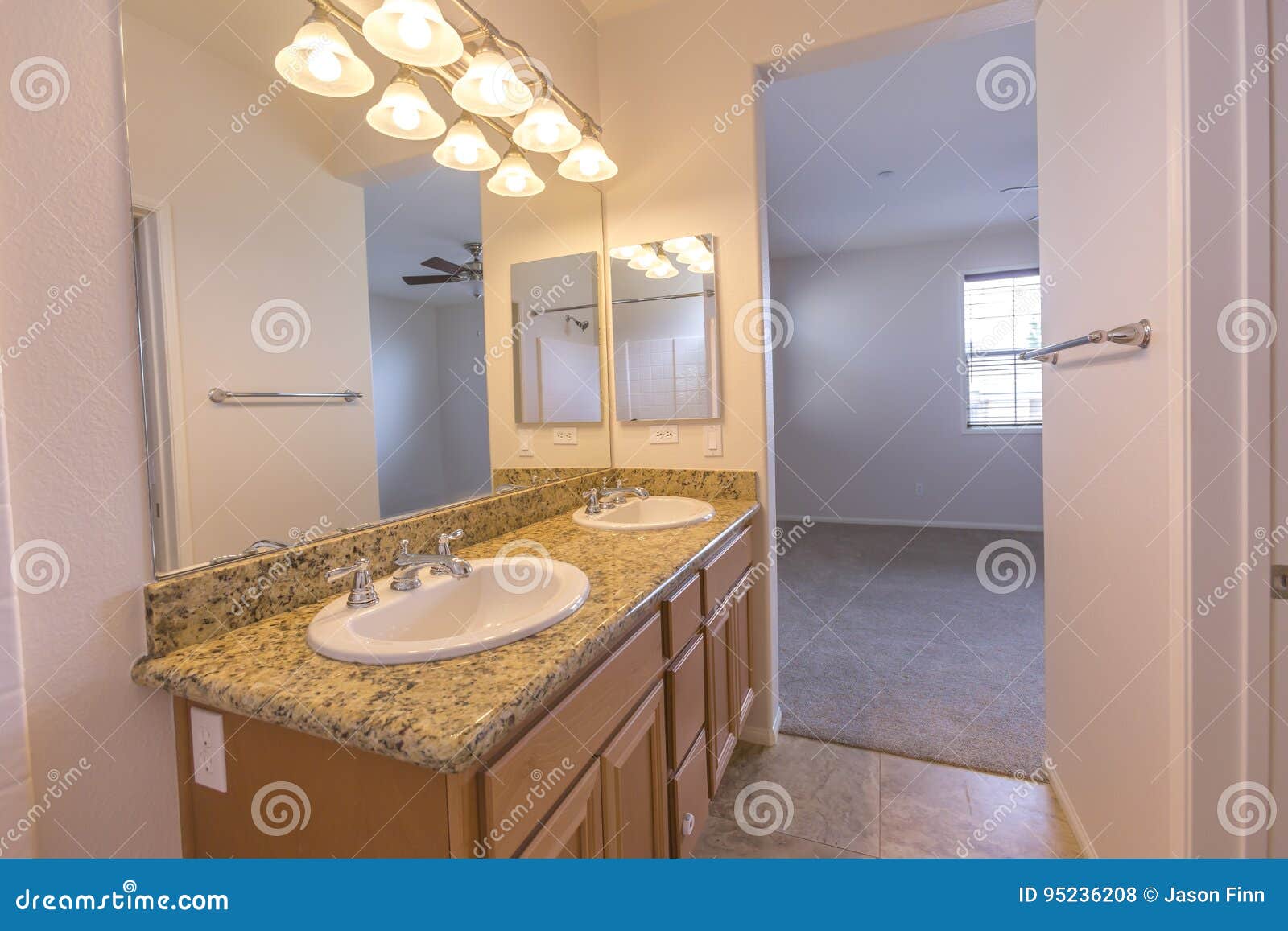 Bright Apartment Master Bedroom Bathroom With Granite