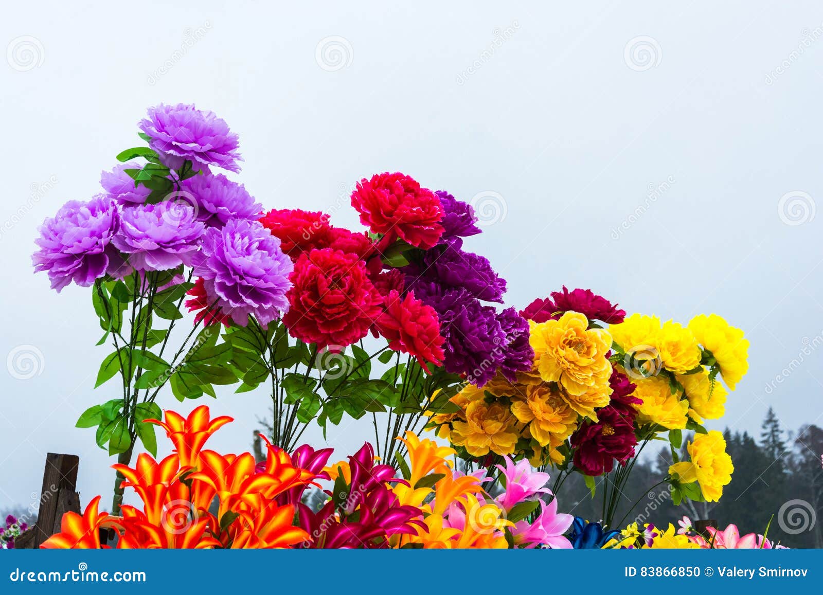 bright fake flowers
