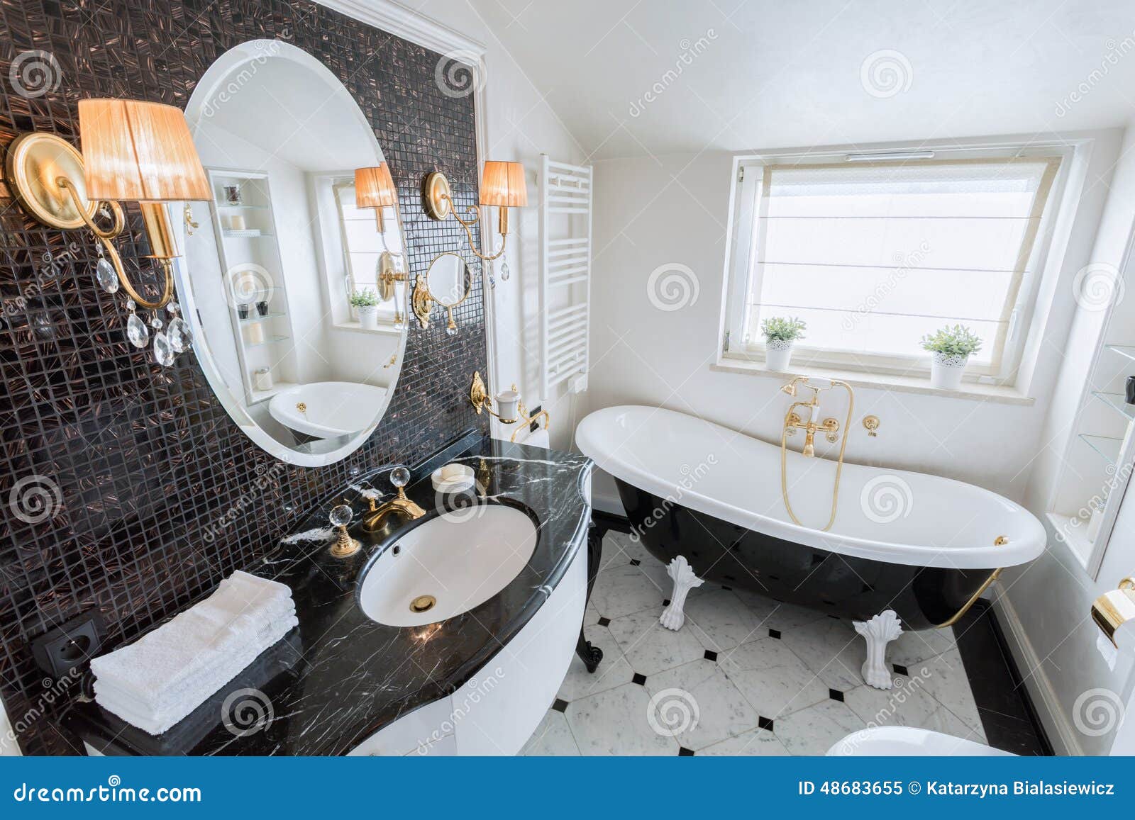 Bright Bathroom in Baroque Style Stock Image Image of interior