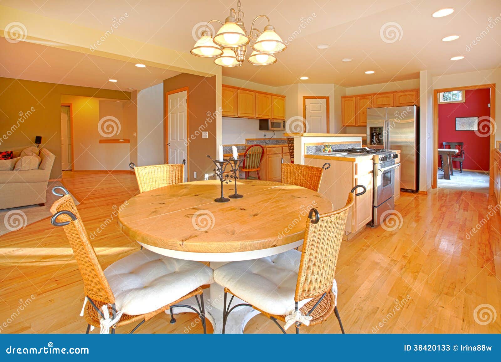 Bright Beautiful Kitchen with a Dining Table Set Stock Image Image of