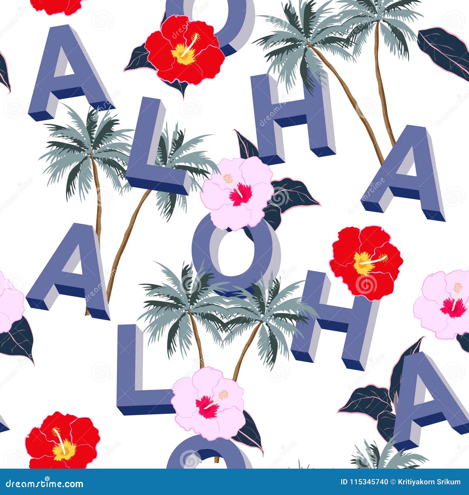 a bright beautiful seamless 3d typo aloha mix with summer motiv