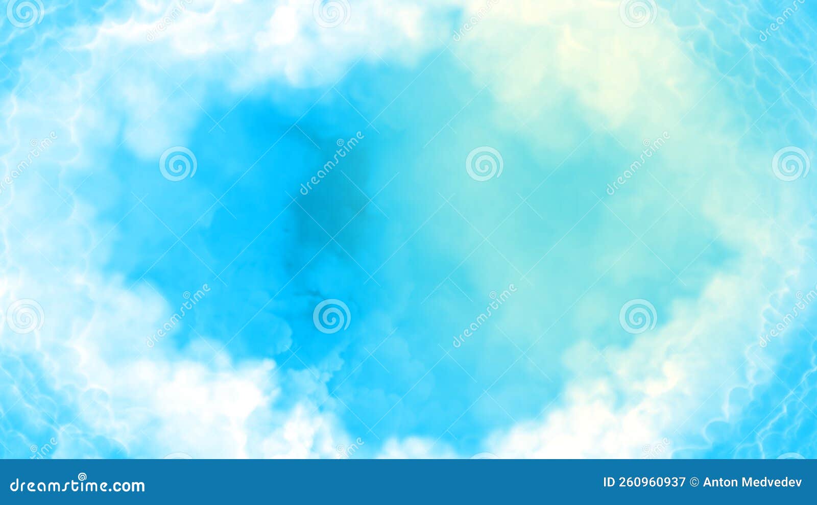 bright blue clouds tonnel to heaven or paradise, screen frame - abstract 3d rendering