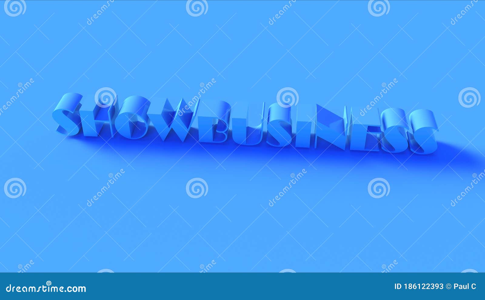 bright blue 3d showbusiness sign