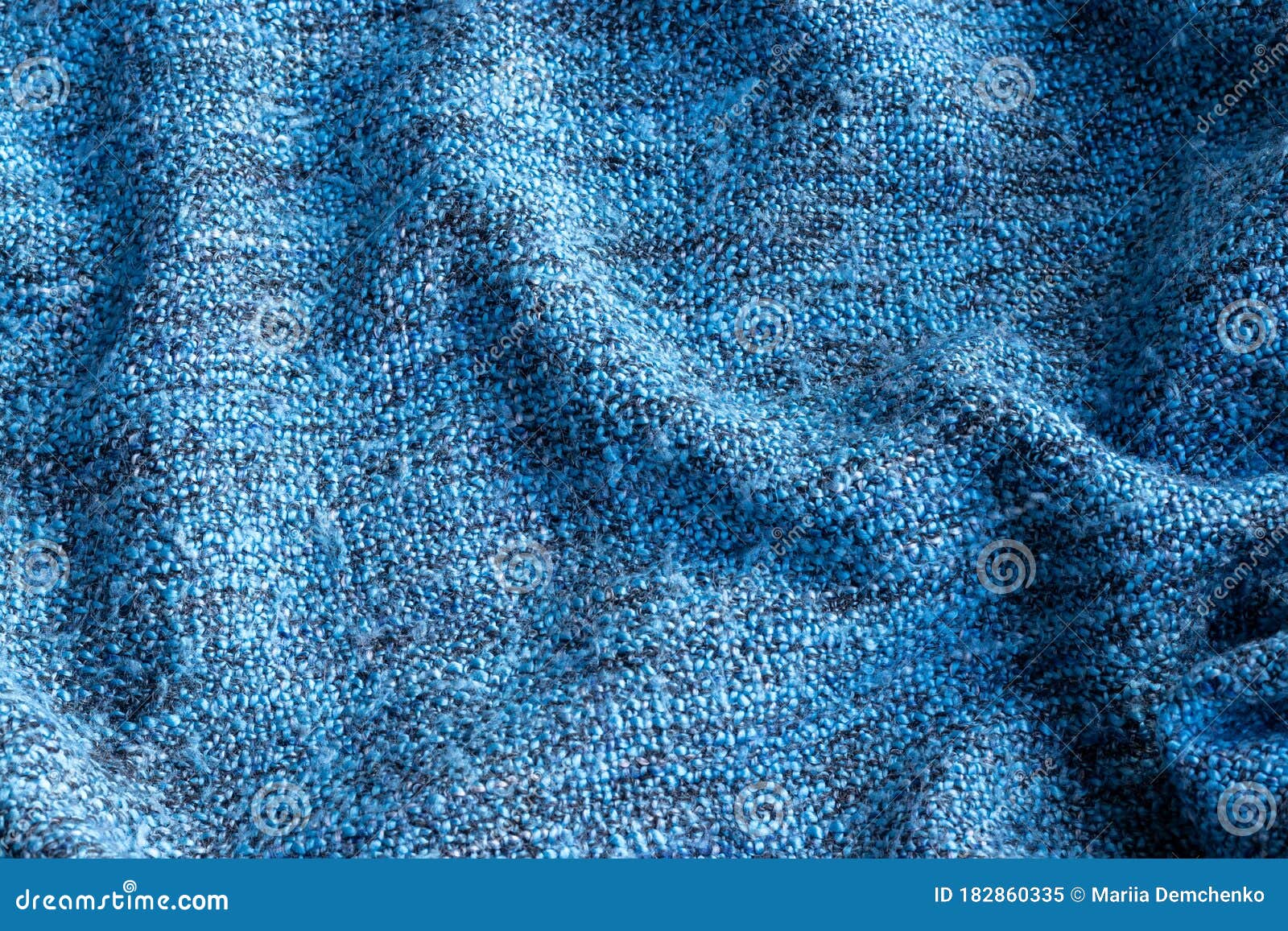 Bright Blue Knitted Fabric Texture. Crumpled Blanket Background Stock Image Image of bright