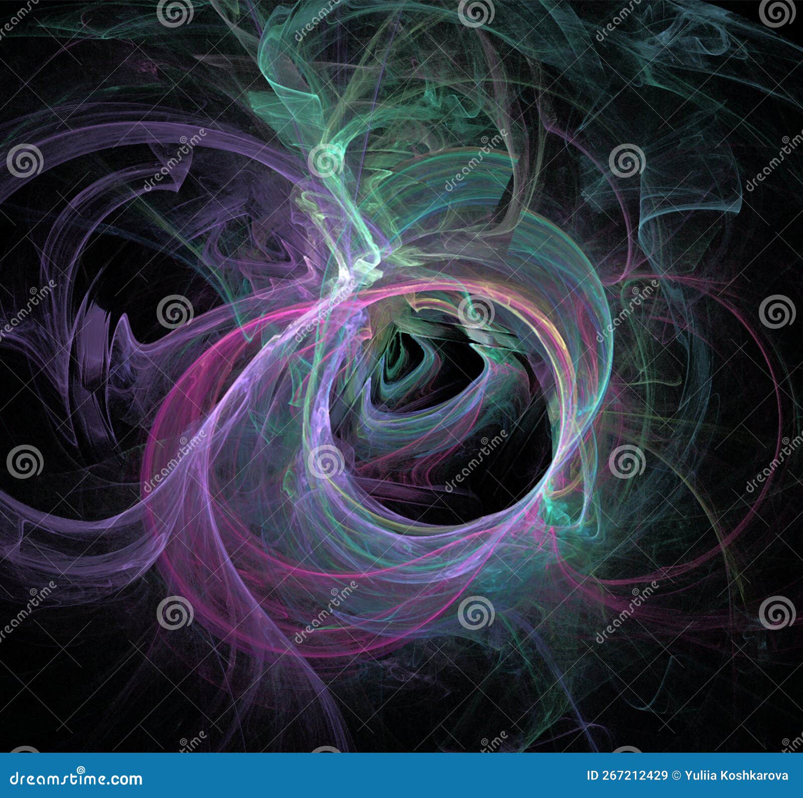 Bright Bluepurple Abstract Pattern on Black, Color Digital Graphics, Background Stock