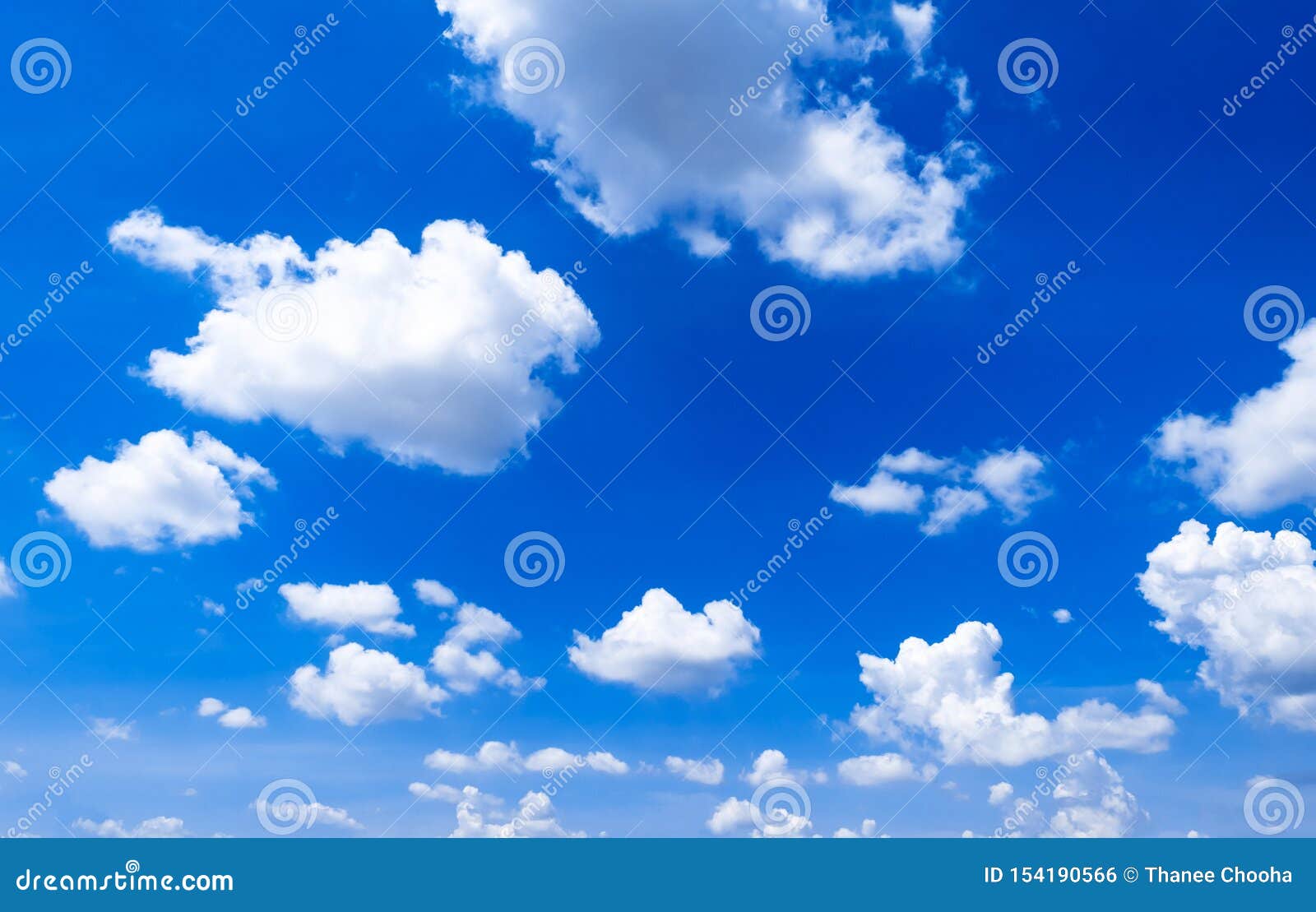 Bright Blue Sky Background or Backdrop with Clouds Stock Photo Image