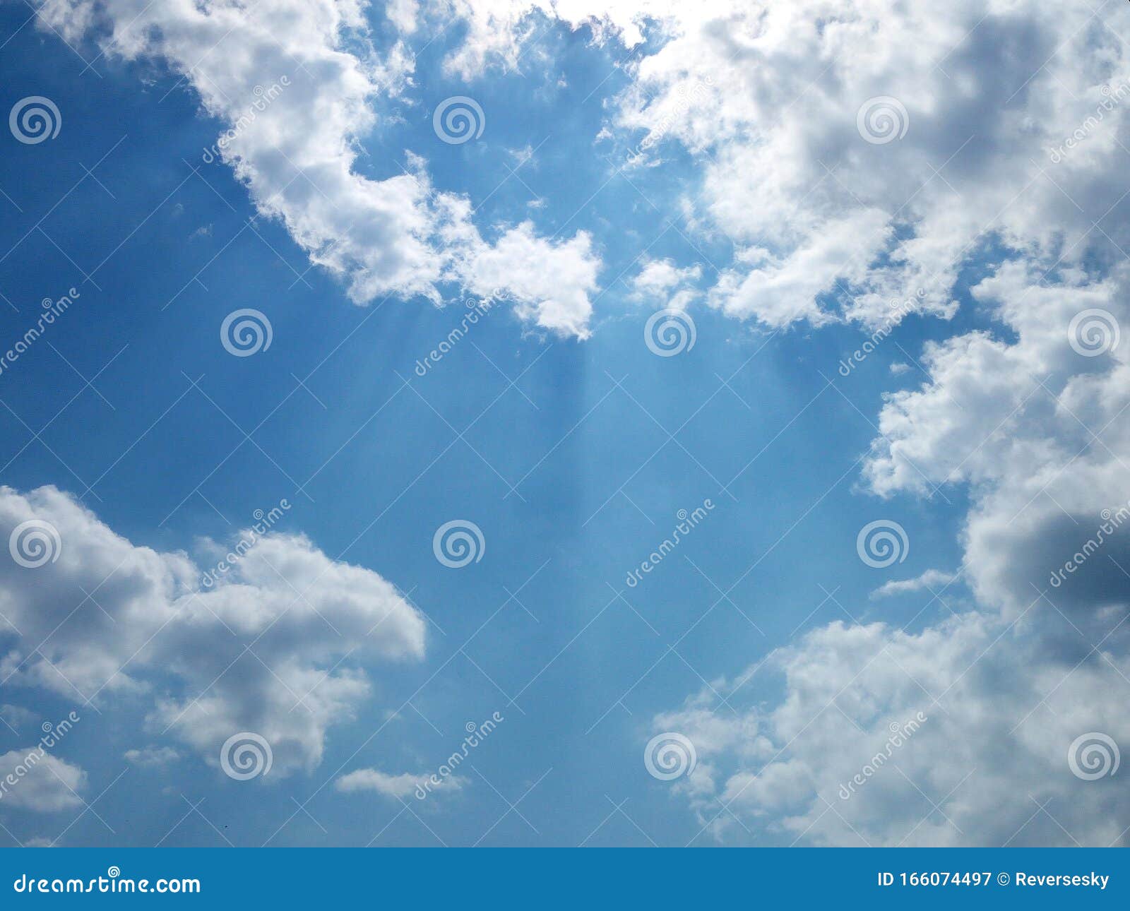 Bright Blue Sky Sun Rays Clouds Stock Image - Image of clouds, bright ...