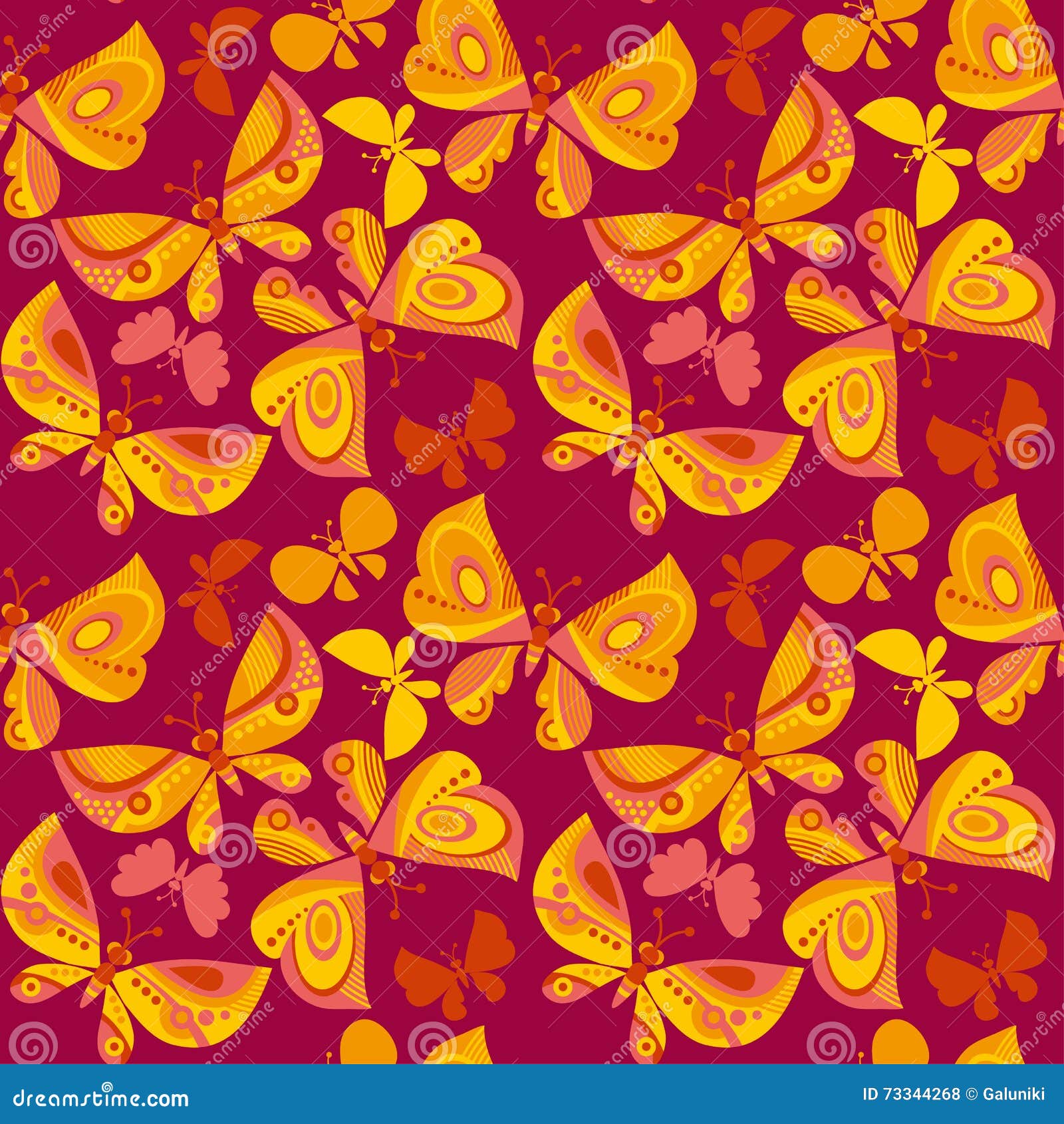 Bright Butterfly Flying Illustration. Vector Seamless Pattern on Stock Vector Illustration of