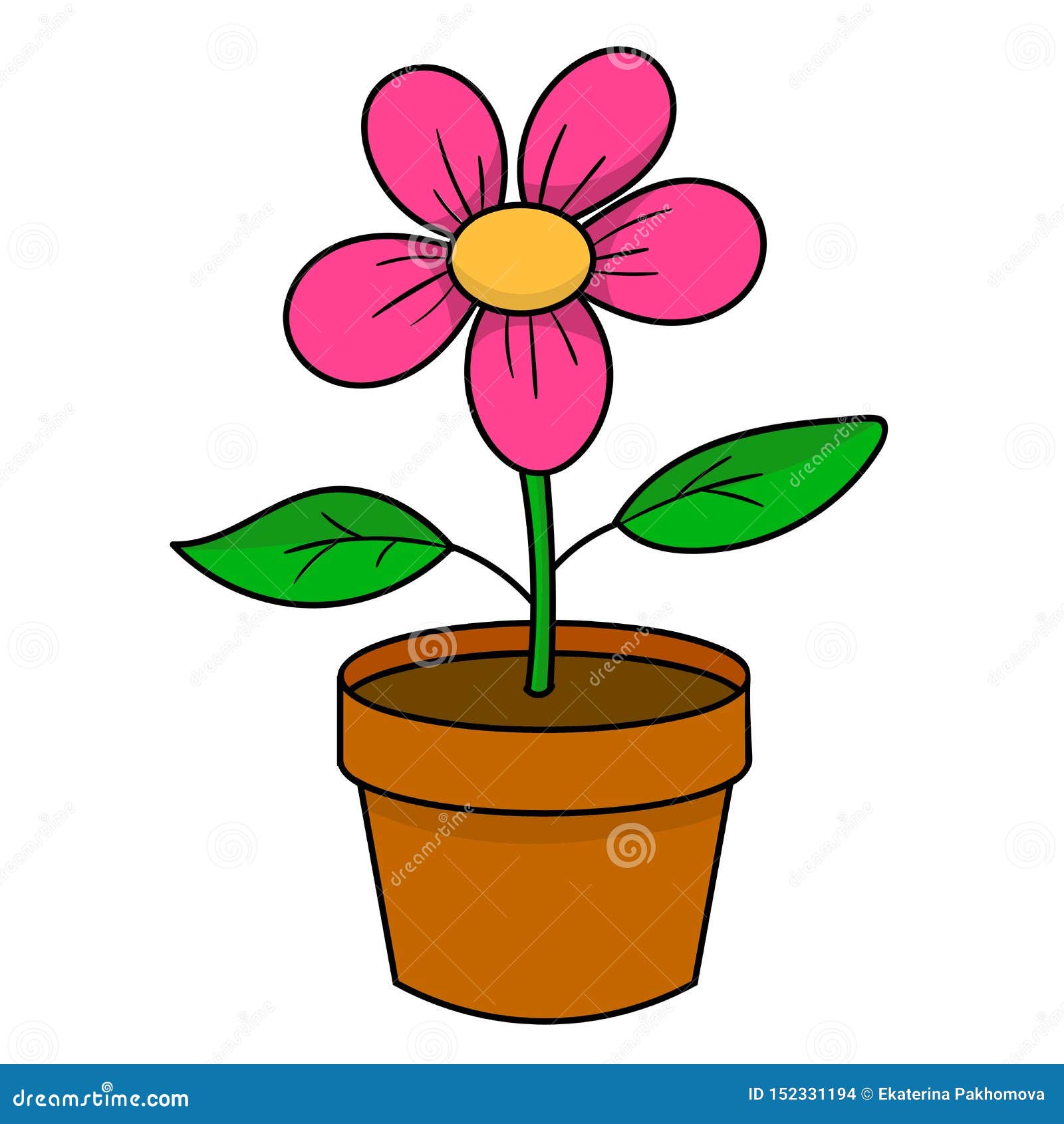 Bright Cartoon Flower in the Clay Pot Isolated Stock Vector - Illustration of bright, gardening: 152331194 Bright Cartoon Flower in the Clay Pot Isolated Stock Vector - Illustration of bright, gardening: 152331194