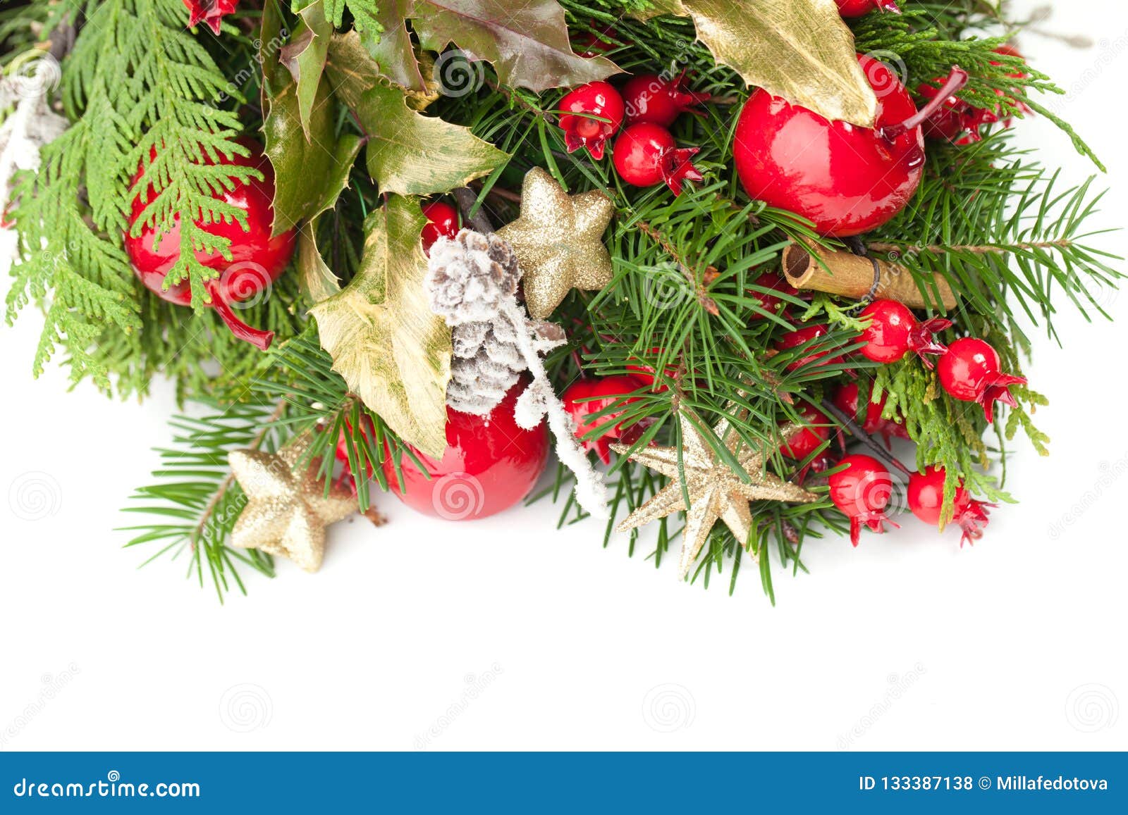 Bright Christmas Background with Green Xmas Tree Twig Stock Photo ...