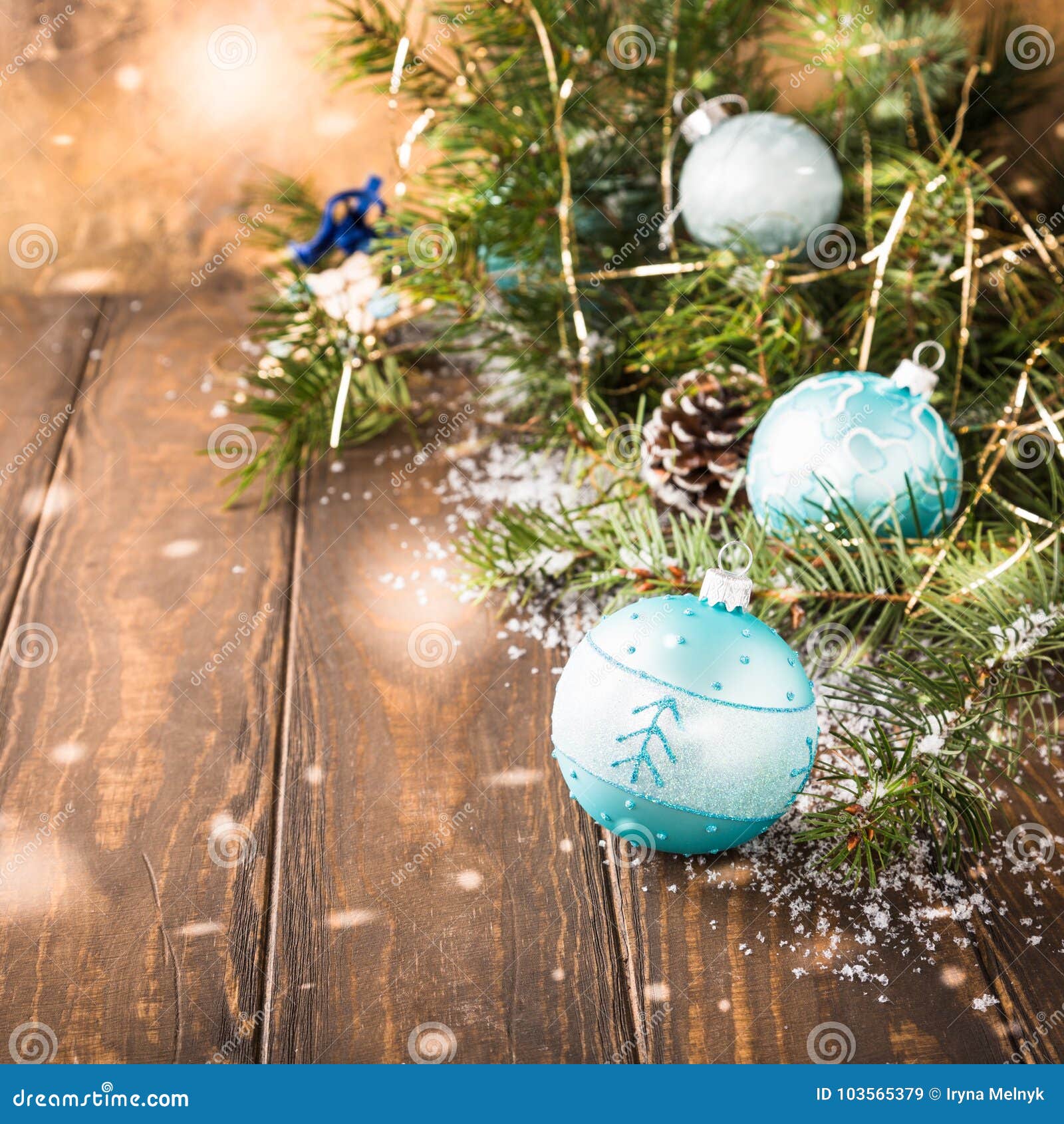 Bright Christmas Greeting Card with Blue Ball Stock Image - Image of ...