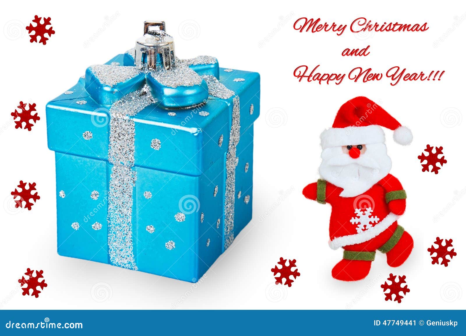 Bright Christmas Tree Toy Blue Gift Box With Santa Claus