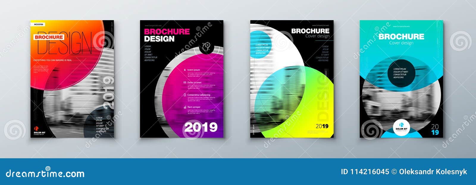 bright circle brochure cover  set. template layout for annual report, magazine, catalog, flyer or booklet in a4