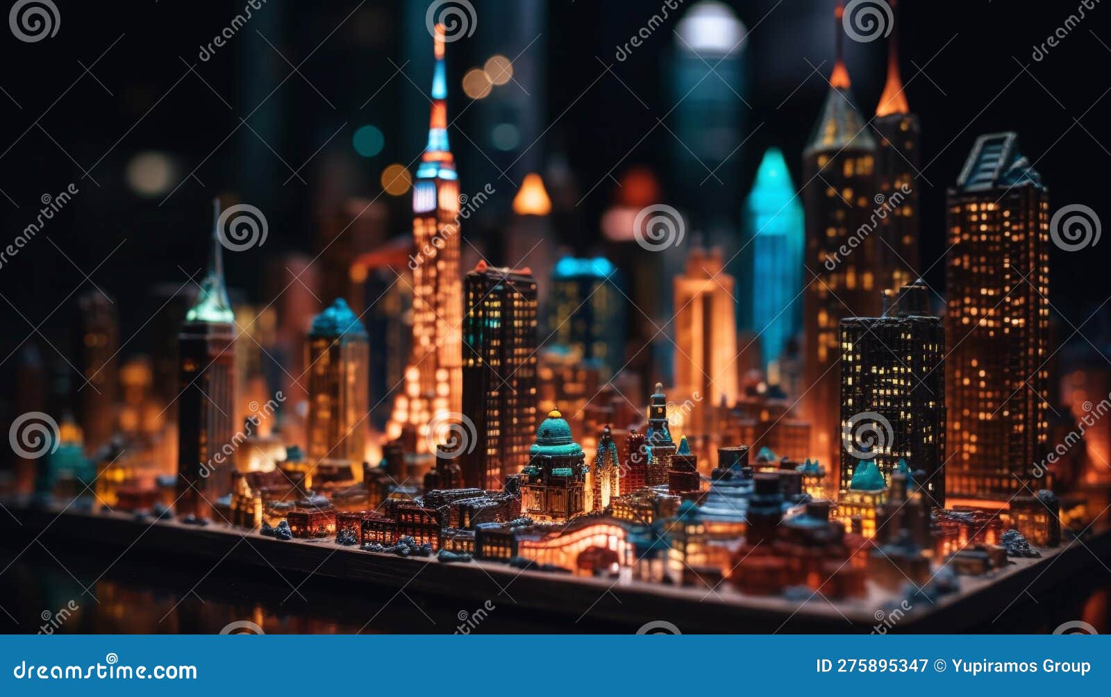 Bright City Lights Illuminate Lower Manhattan Skyline Generated by AI