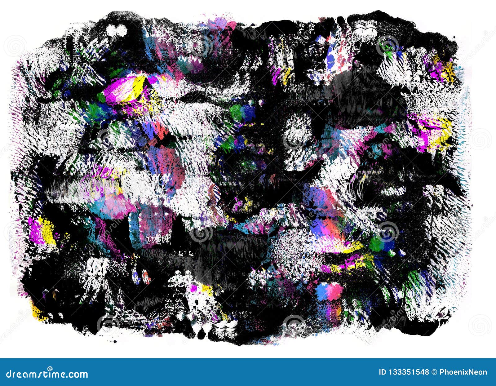 Bright Color Abstract Painting In Mono Type Style Stock