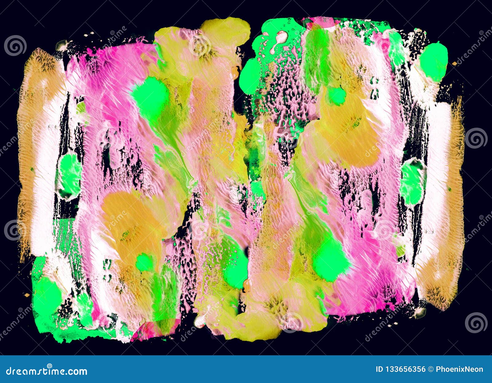 Bright Color Abstract Painting In Mono Type Style Stock