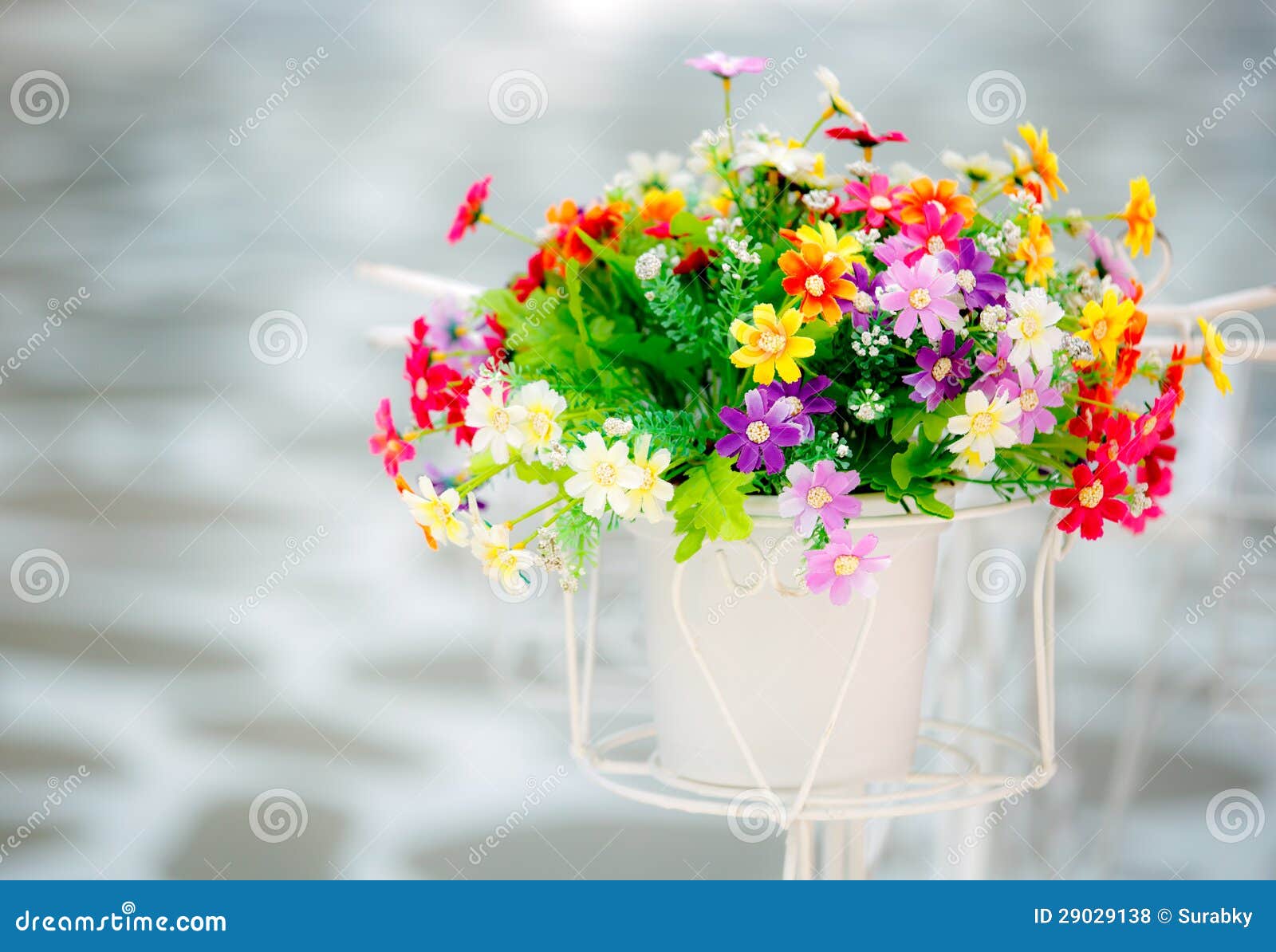 Bright Color Artificial Flowers Stock Photo Image of room, light