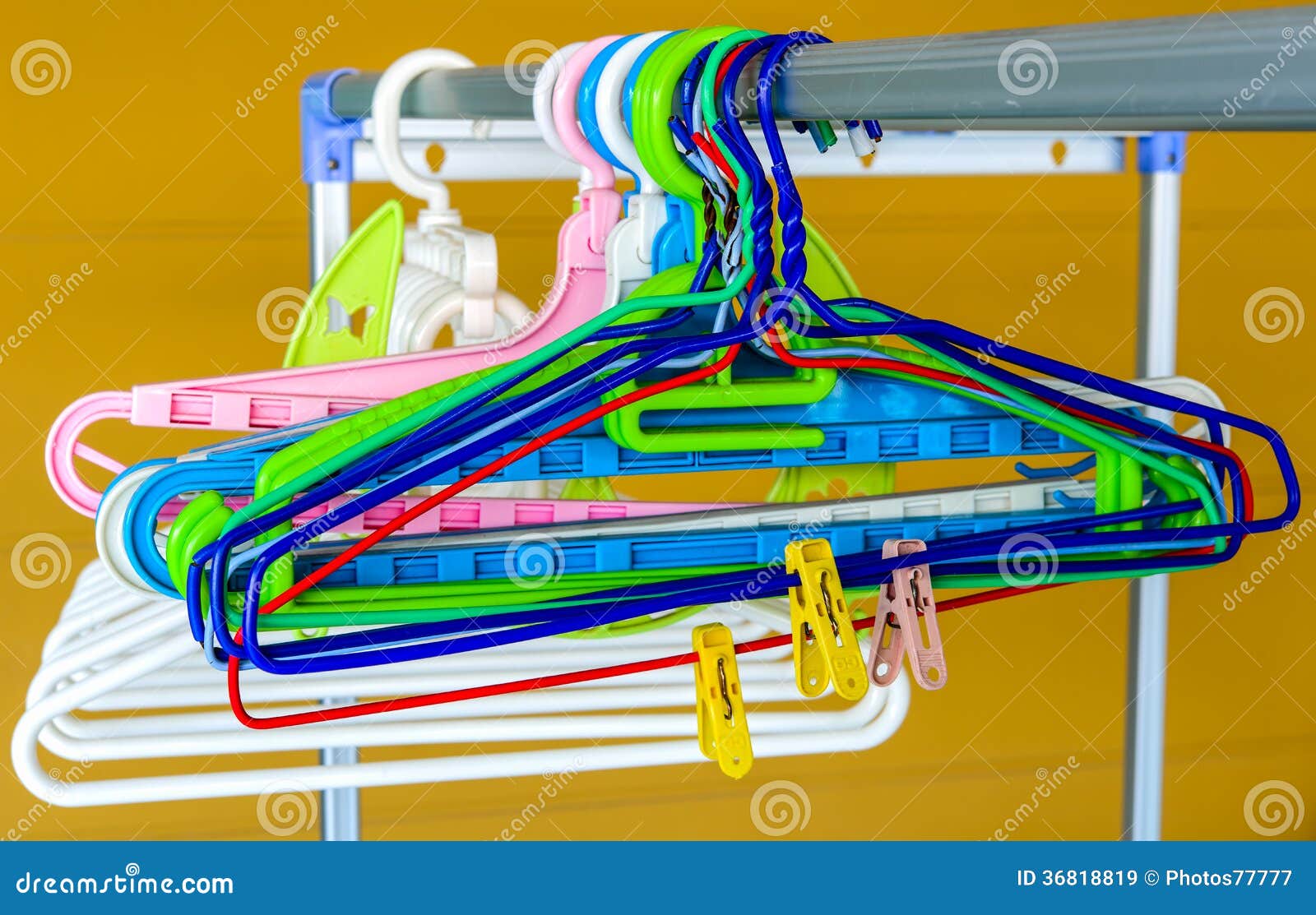 Bright Color in Coat Hanger Stock Image Image of dowel, background