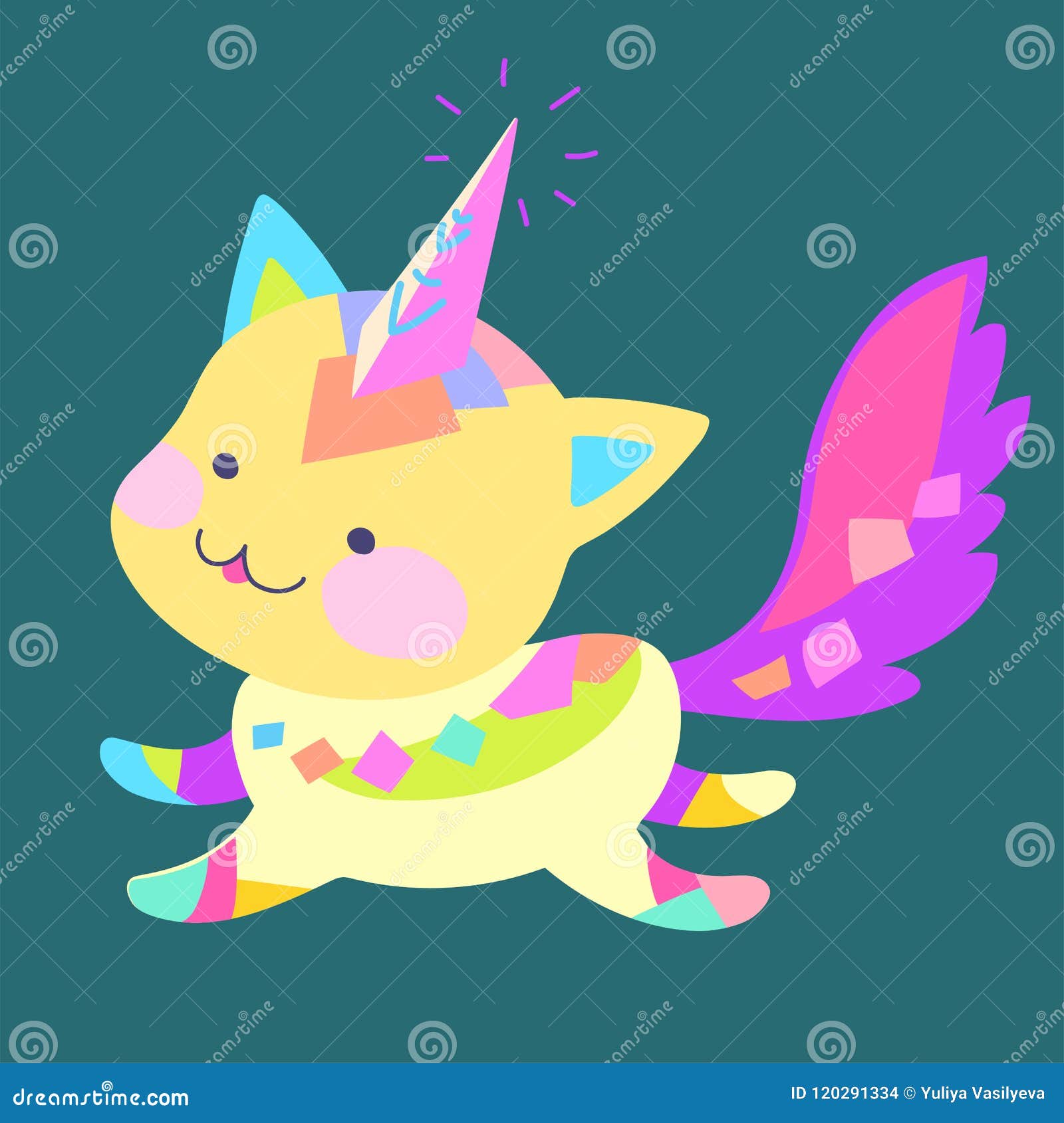 Fantasy Cat Unicorn stock vector. Illustration of children 120291334