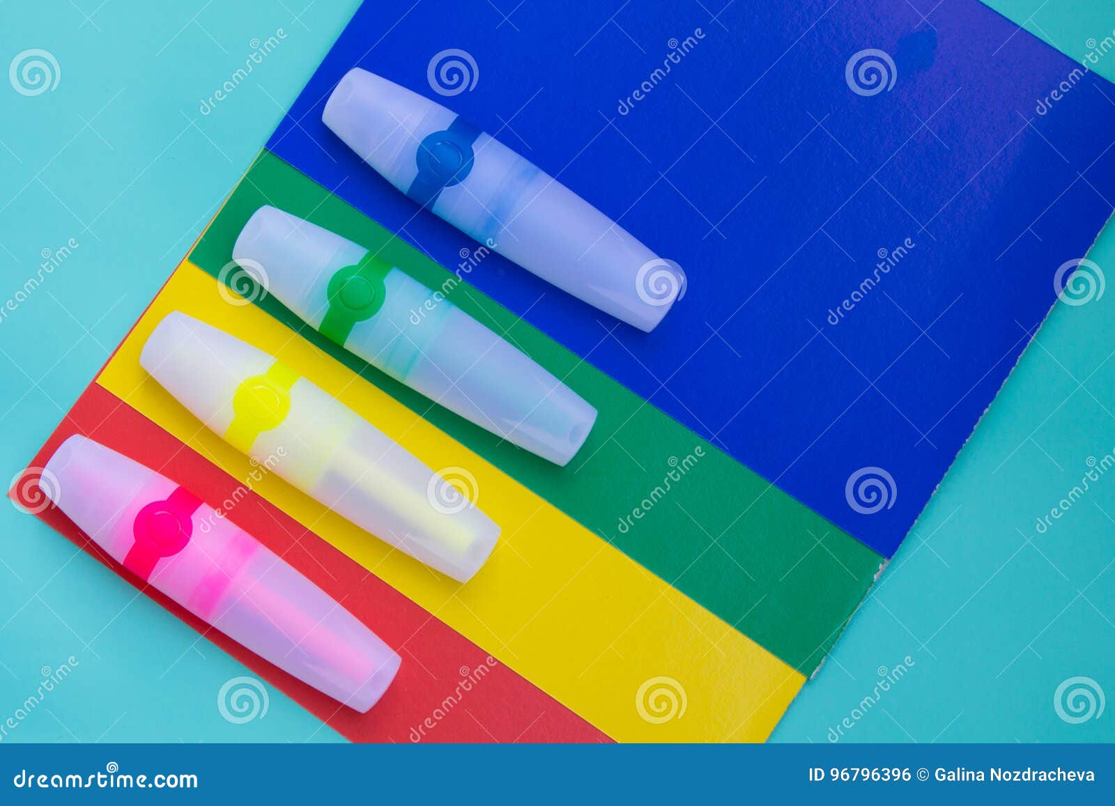 Bright Colored Markers or Felt Pen are Located on Sheets of Colo Stock