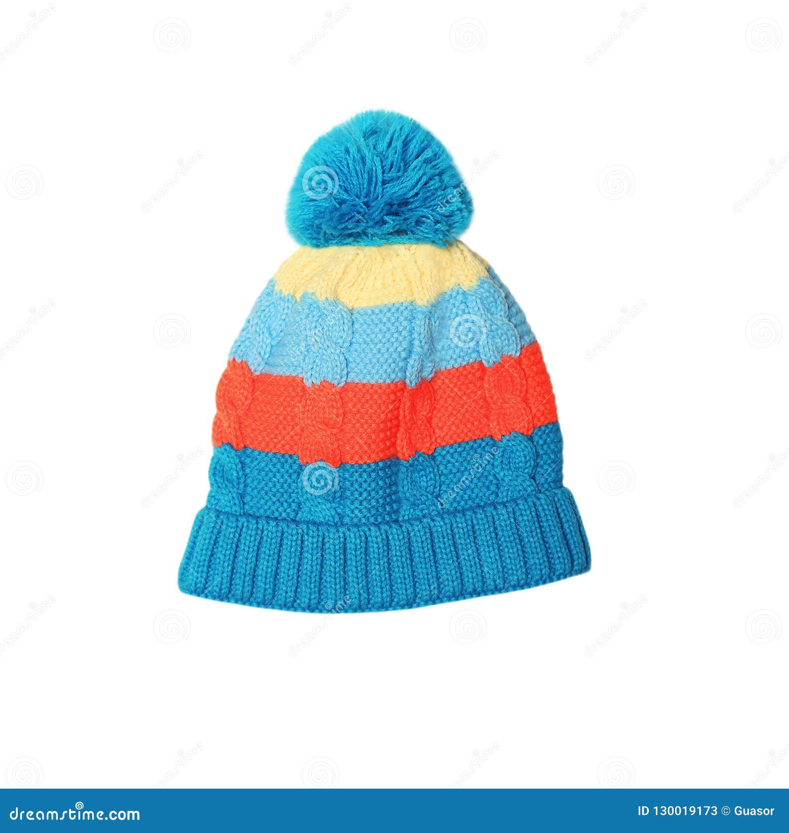 Bright Colorful Baby Knitted Hat Isolated on White Background Stock ...