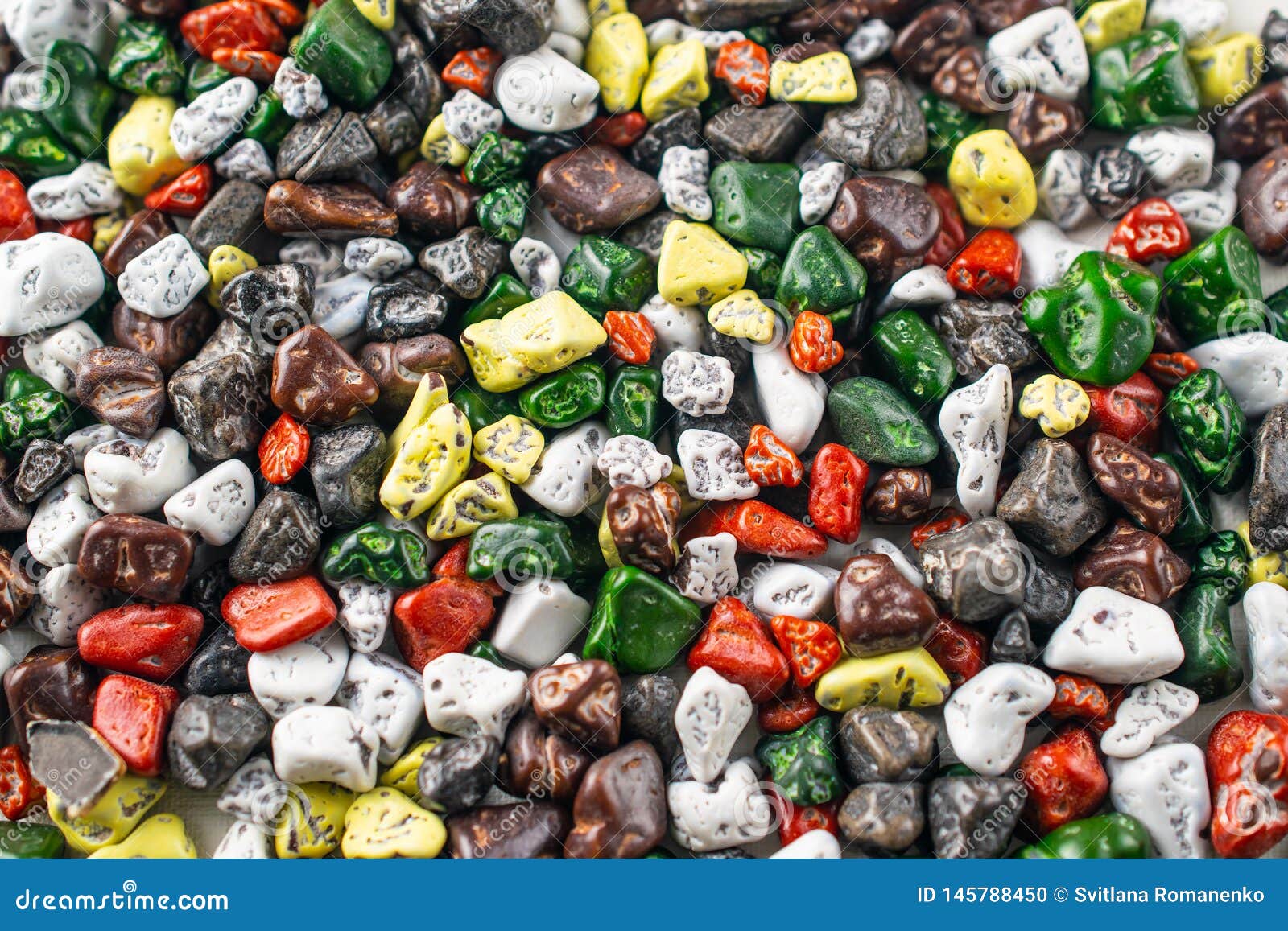 Bright Colorful Background with Small Decorative Stones Stock Photo