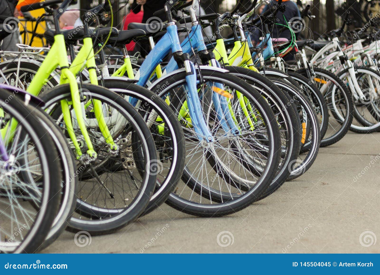 group of bicycles