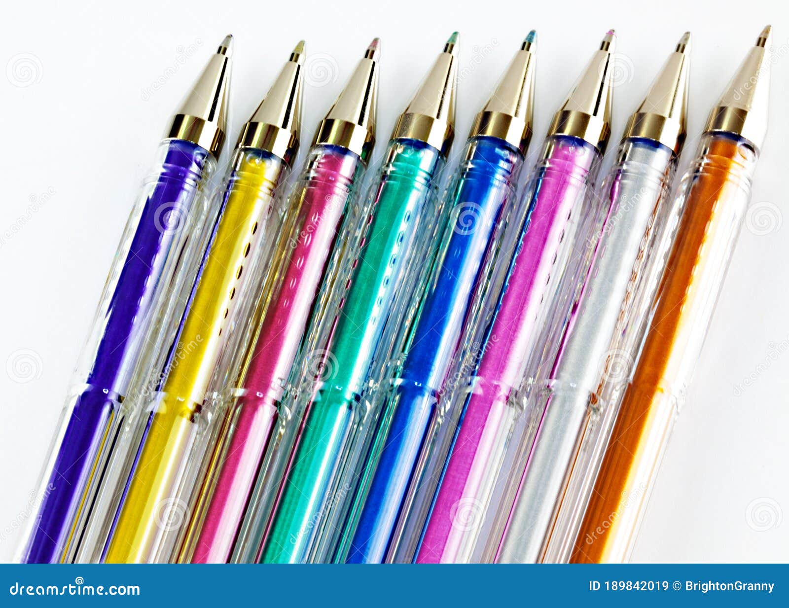 Bright colorful gel pen stock image. Image of tilted 189842019