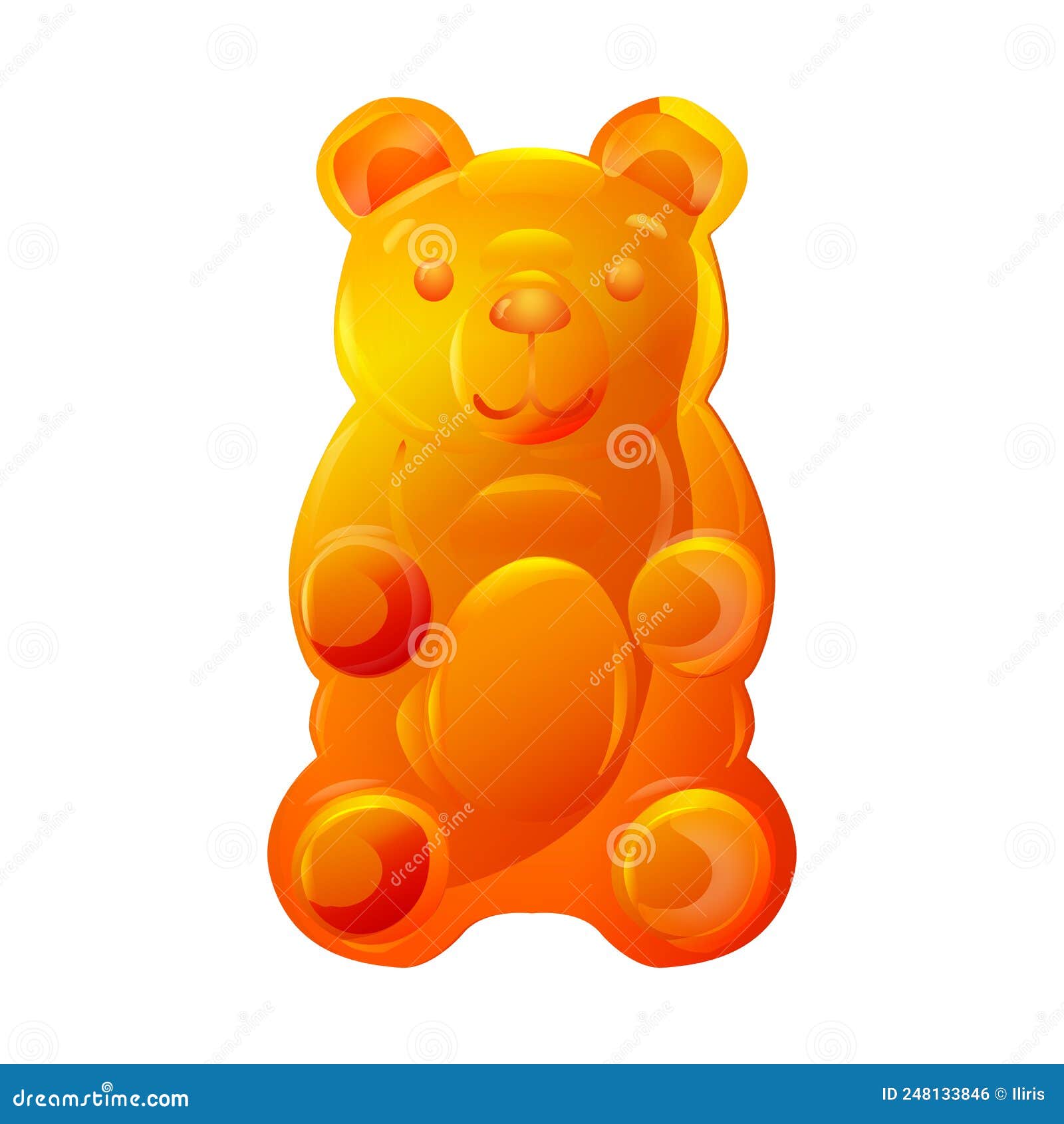 Colored Cartoon Gummy Bear on a White Background Stock Vector