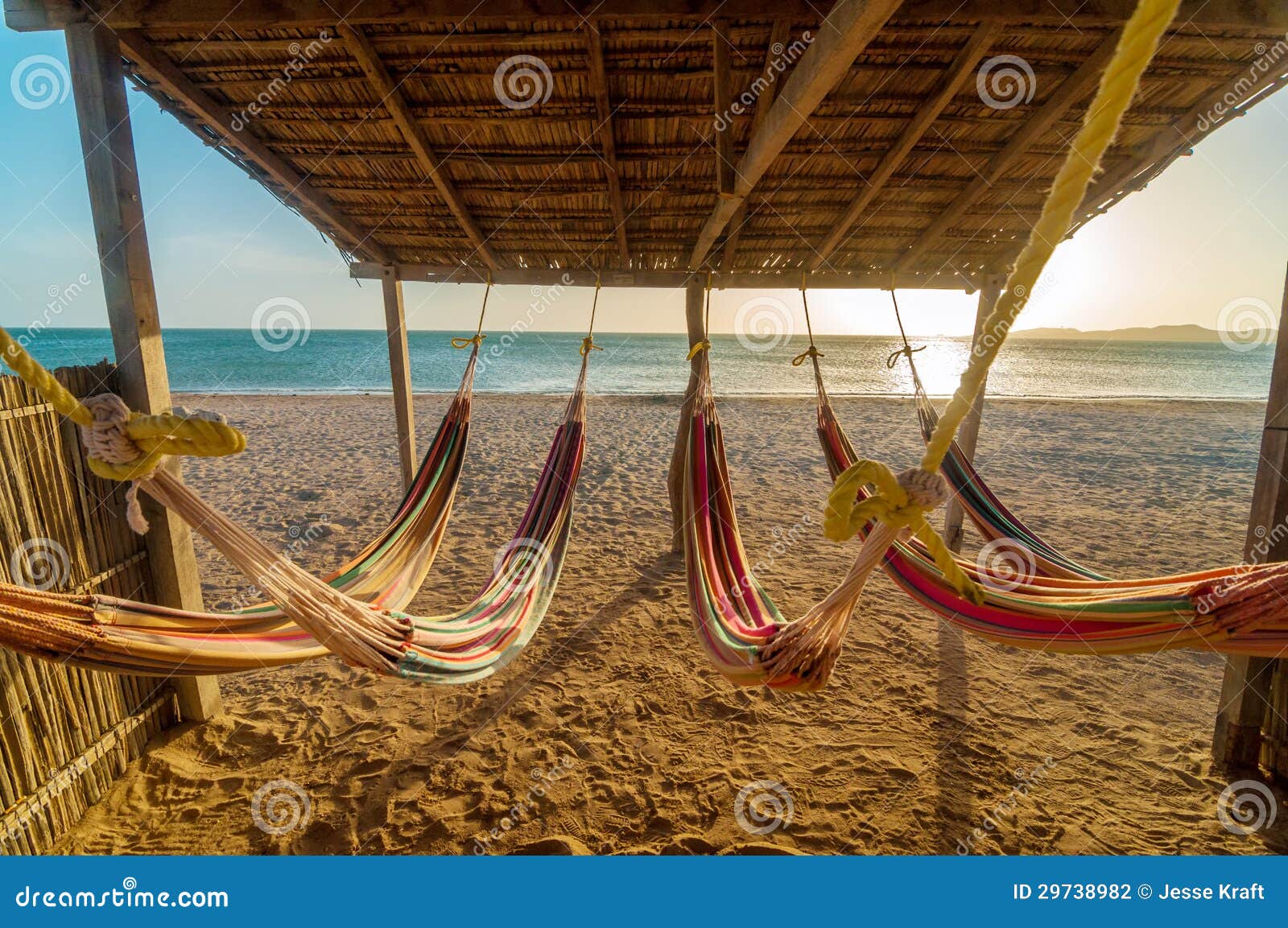 bright hammocks and beach