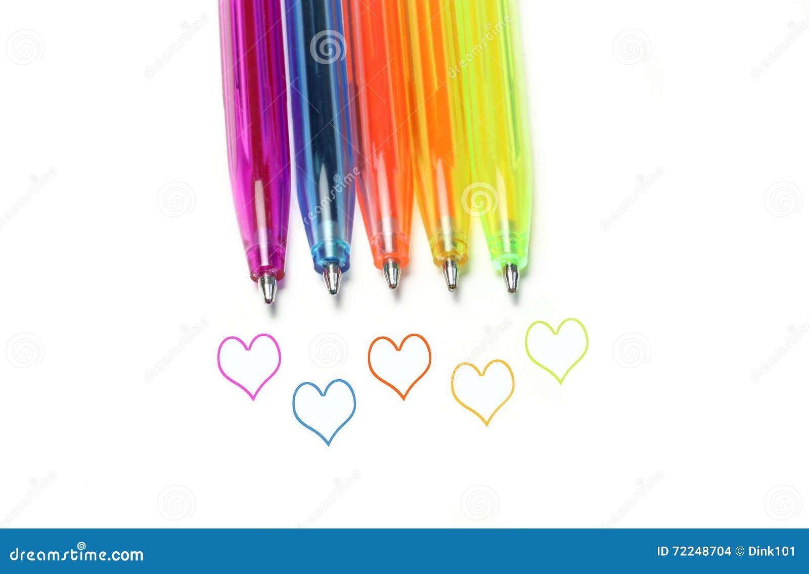 Bright Colorful Pens and Abstract Hearts Stock Photo Image of love