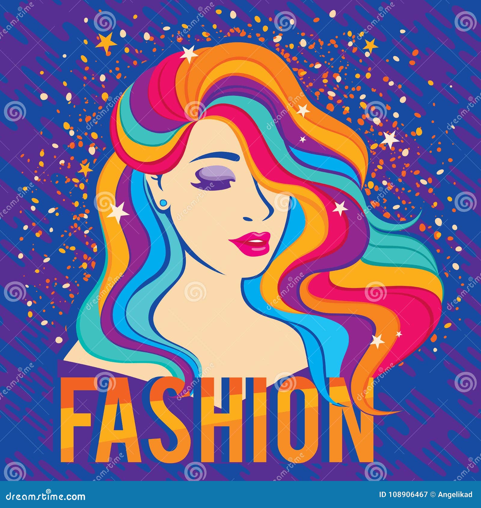 Beauty Fashion Model Girl with Colorful Dyed Hair Colourful Long-hair  Portrait Stock Vector - Illustration of glamour, design: 108906467