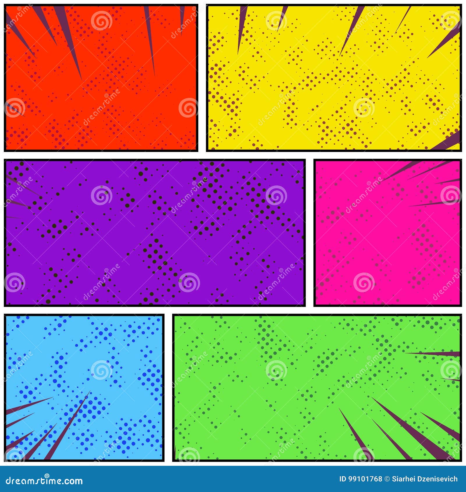 bright colorful retro style pop art comic page strip. abstract d