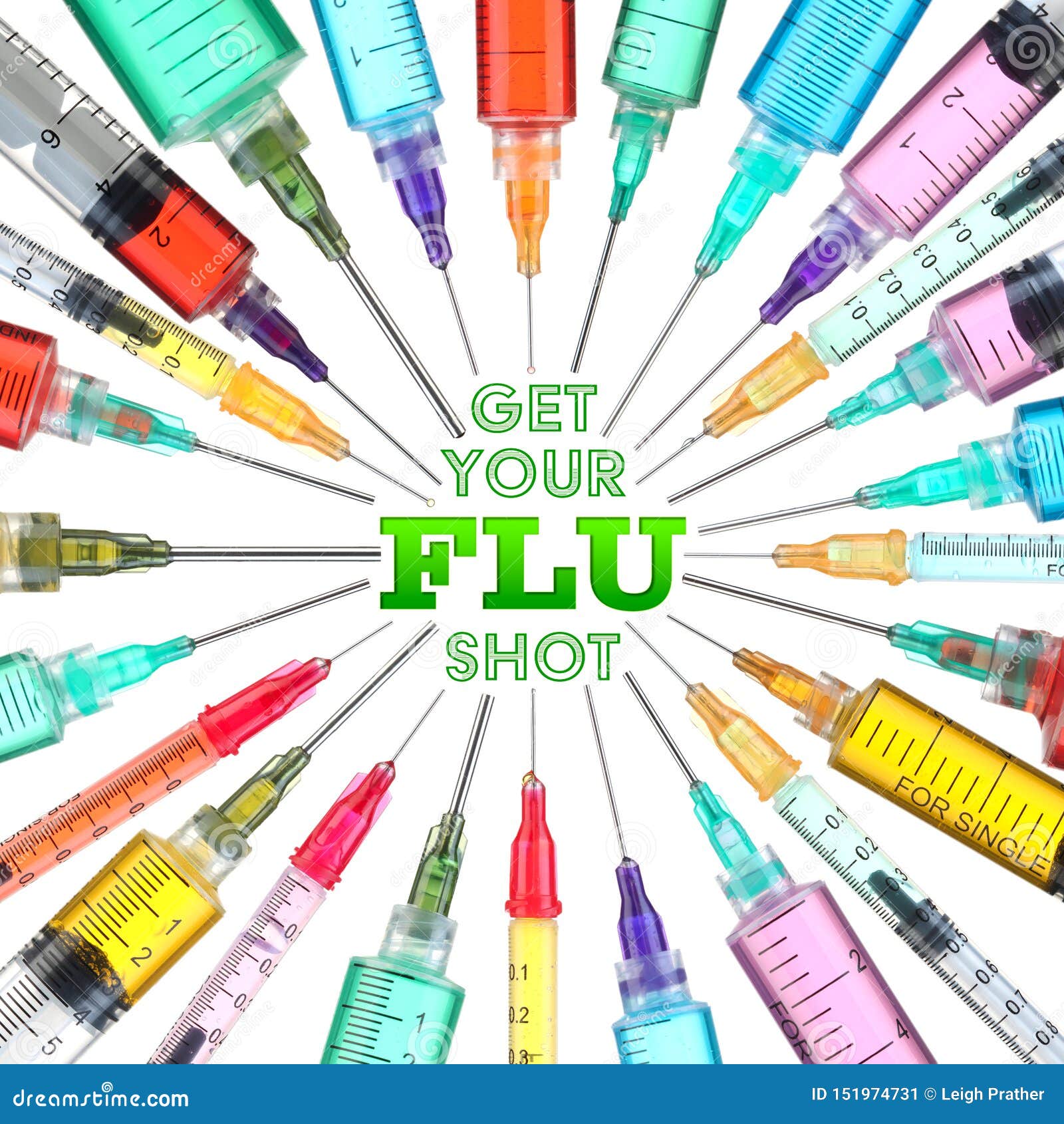 bright and colorful syringes - get your flu shot