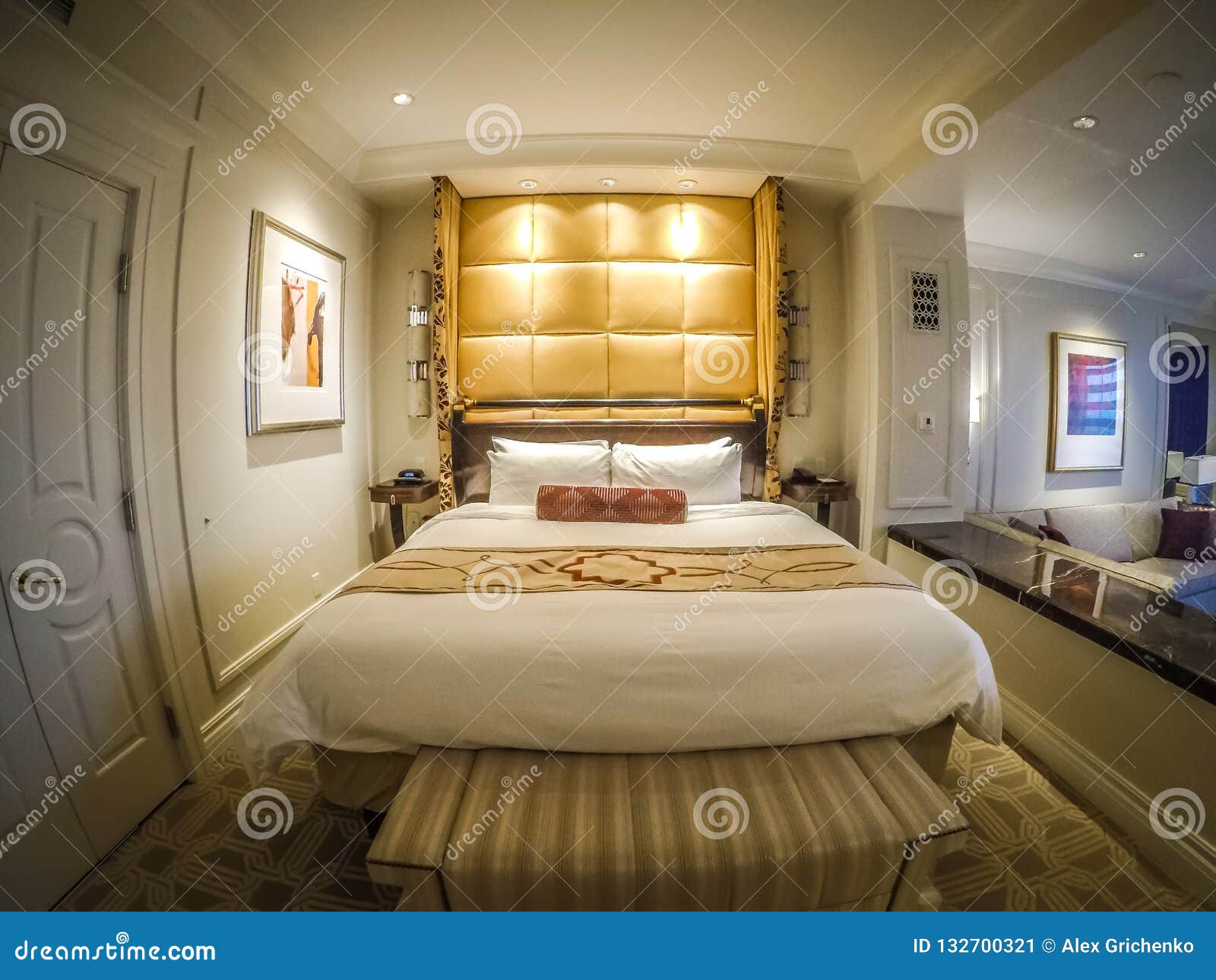 Bright Comfortable Luxurious Hotel Room in Las Vegas Editorial Photo