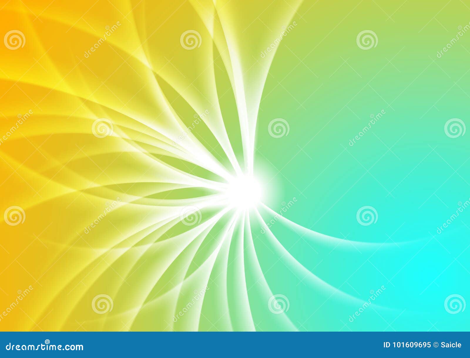 Bright Cyan and Yellow Abstract Swirl Vector Background Stock Vector